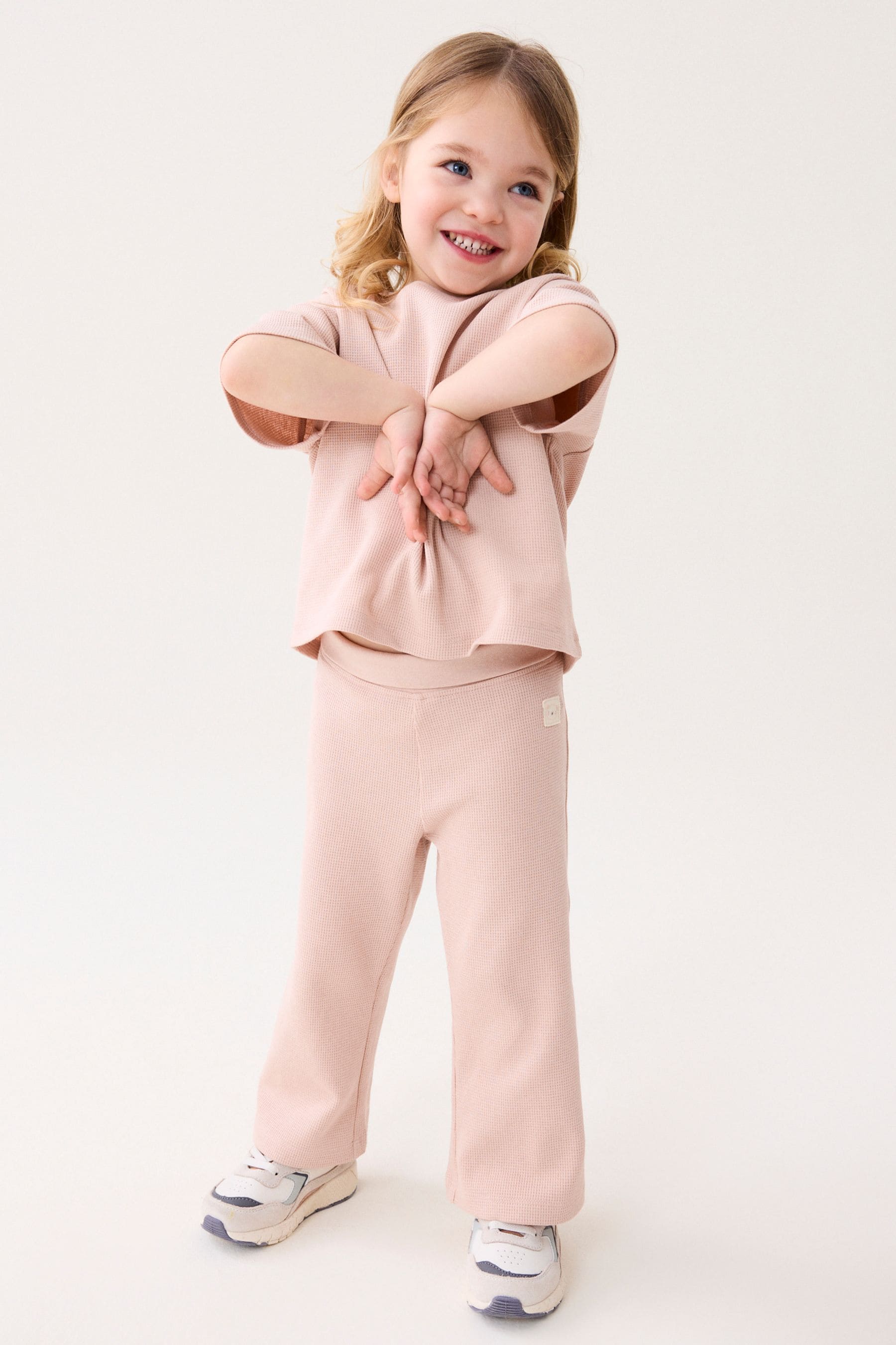 Pink Short Sleeve T-Shirt and Wide Leg Trousers Set (3mths-7yrs)