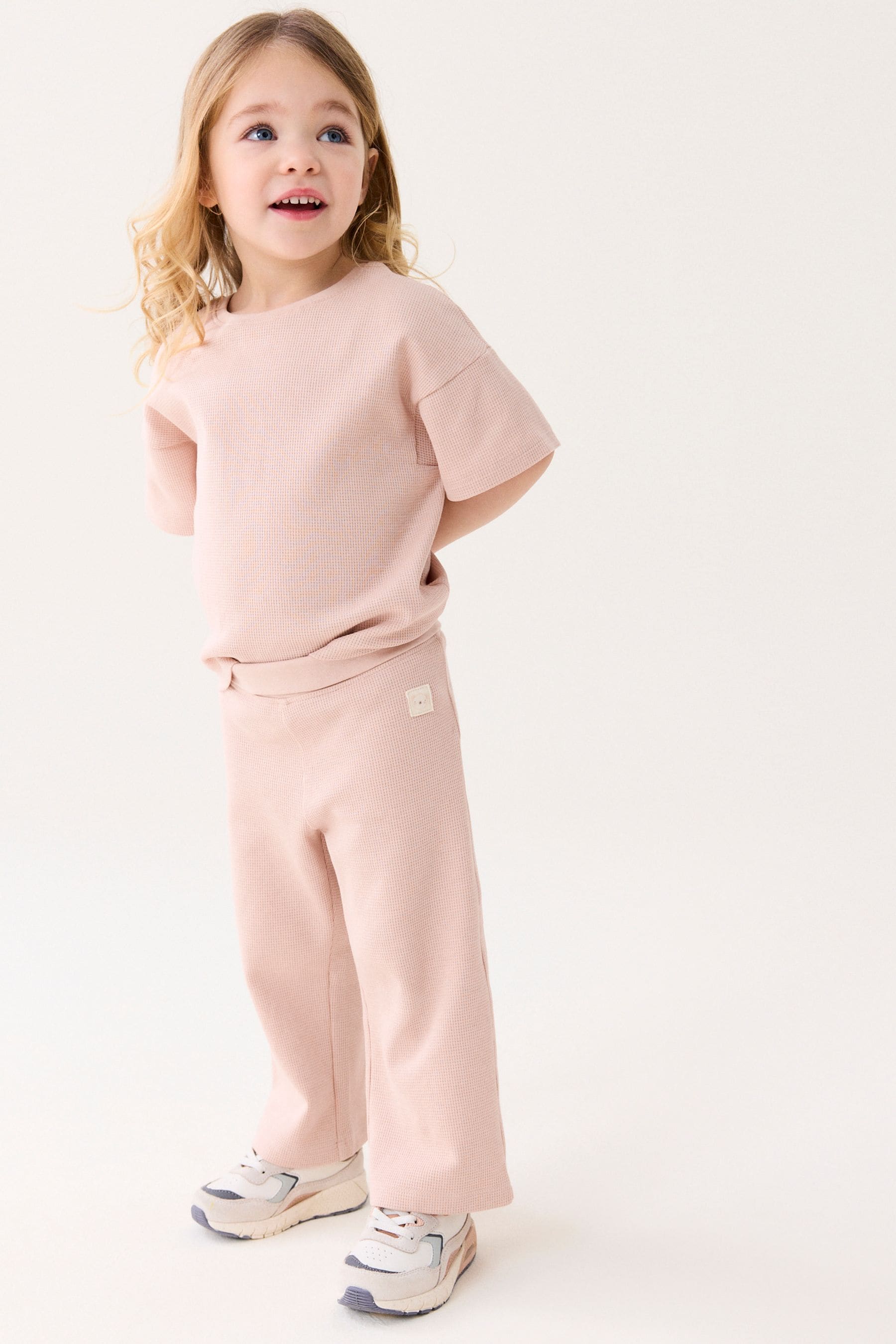 Pink Short Sleeve T-Shirt and Wide Leg Trousers Set (3mths-7yrs)