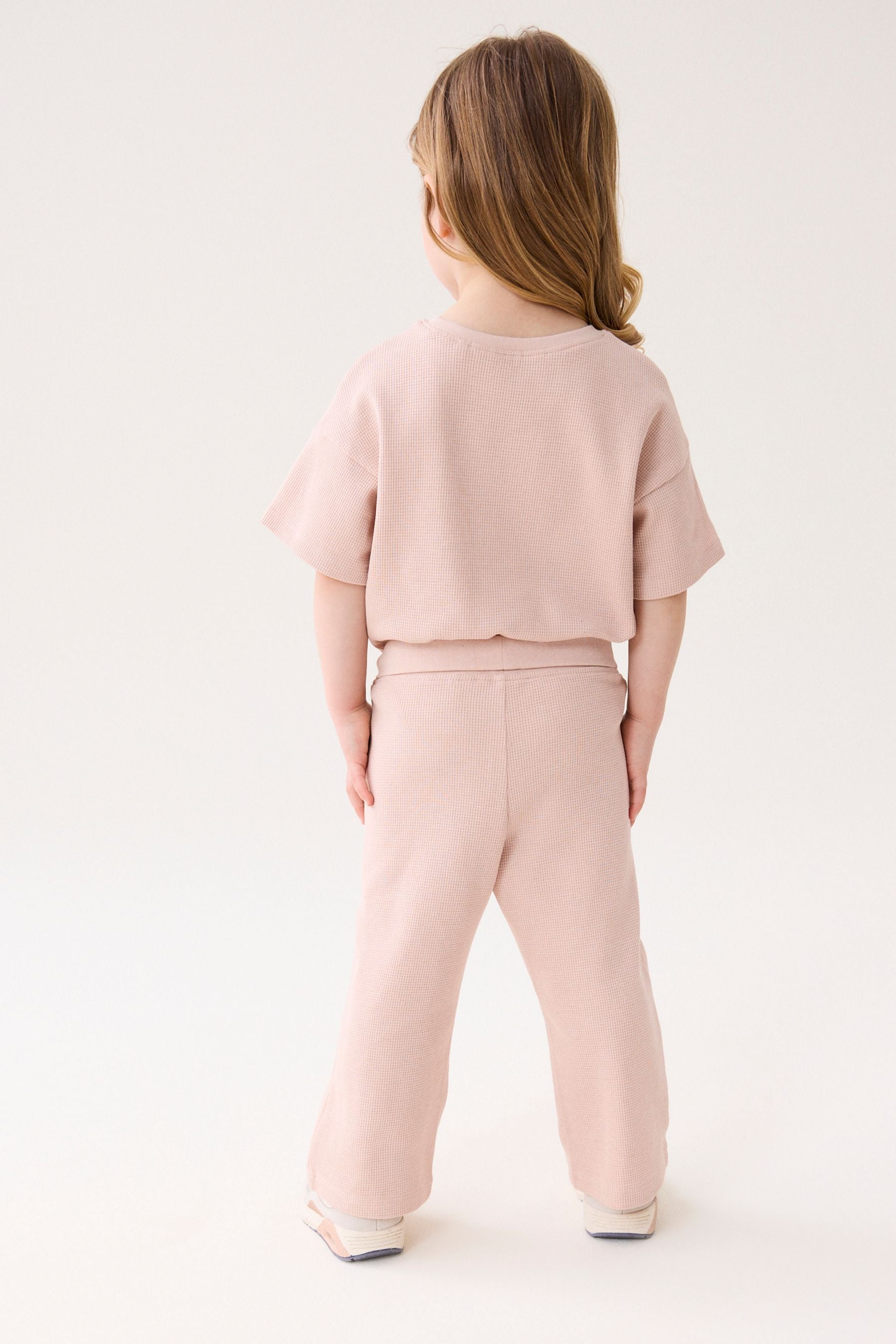 Pink Short Sleeve T-Shirt and Wide Leg Trousers Set (3mths-7yrs)