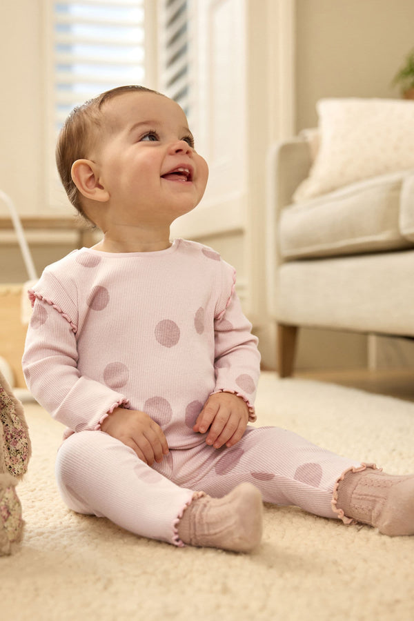 Pink Spot Baby Top And Leggings Set