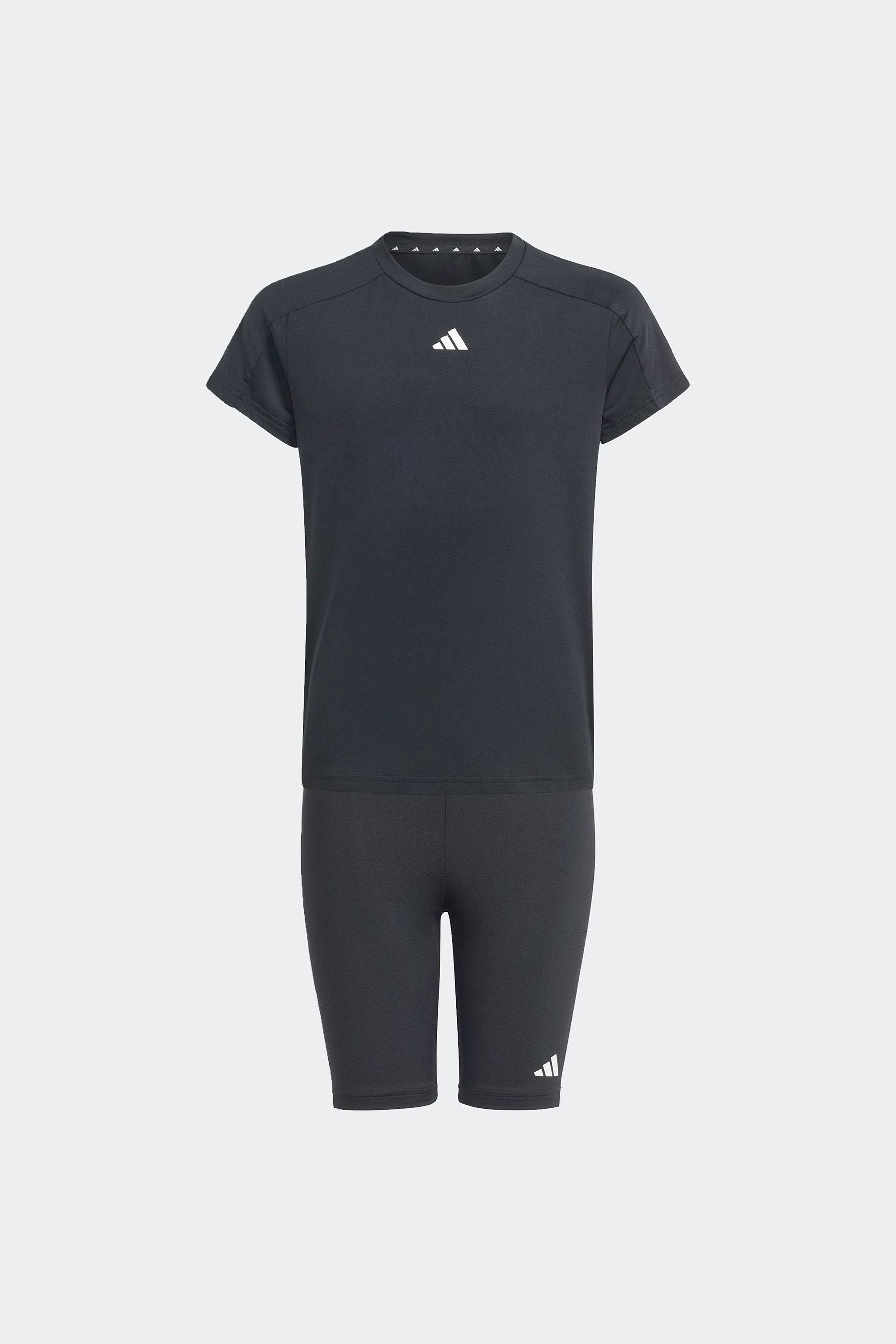 adidas Black Kids Train Essentials T-Shirt and Shorts Set