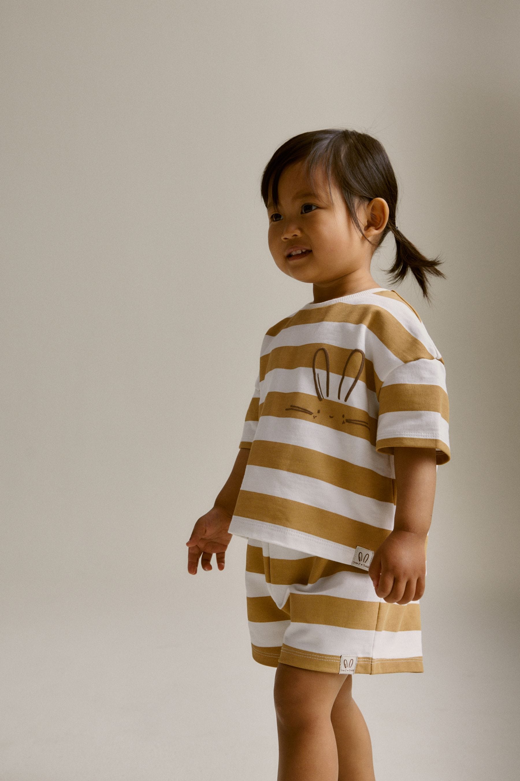 Neutral Stripe T-Shirt And Shorts Set (3mths-7yrs)