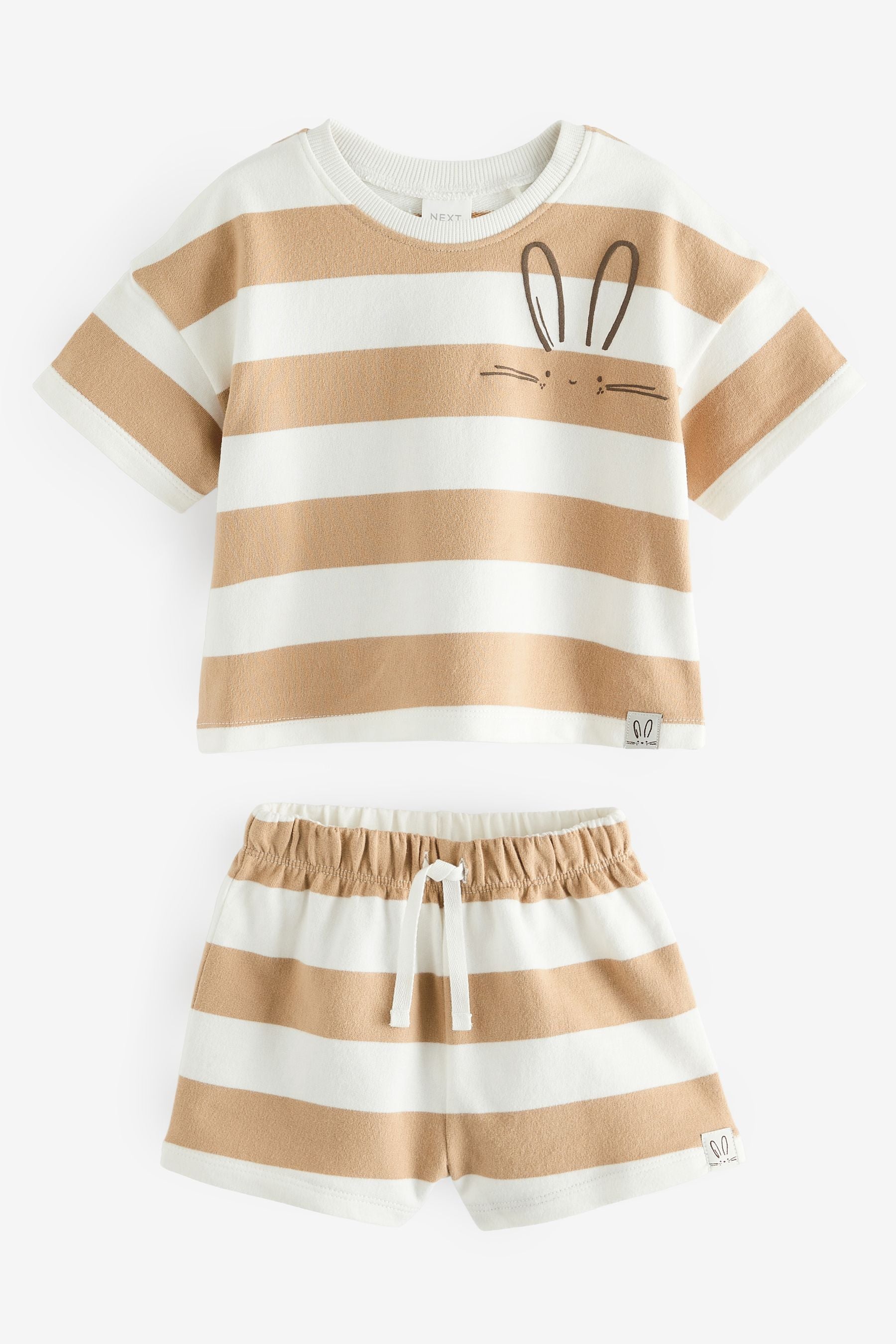 Neutral Stripe T-Shirt And Shorts Set (3mths-7yrs)