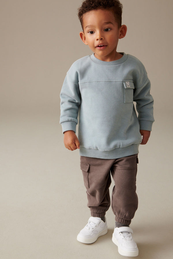 Blue/Brown Utility Oversized Sweatshirt And Joggers Set (3mths-7yrs)