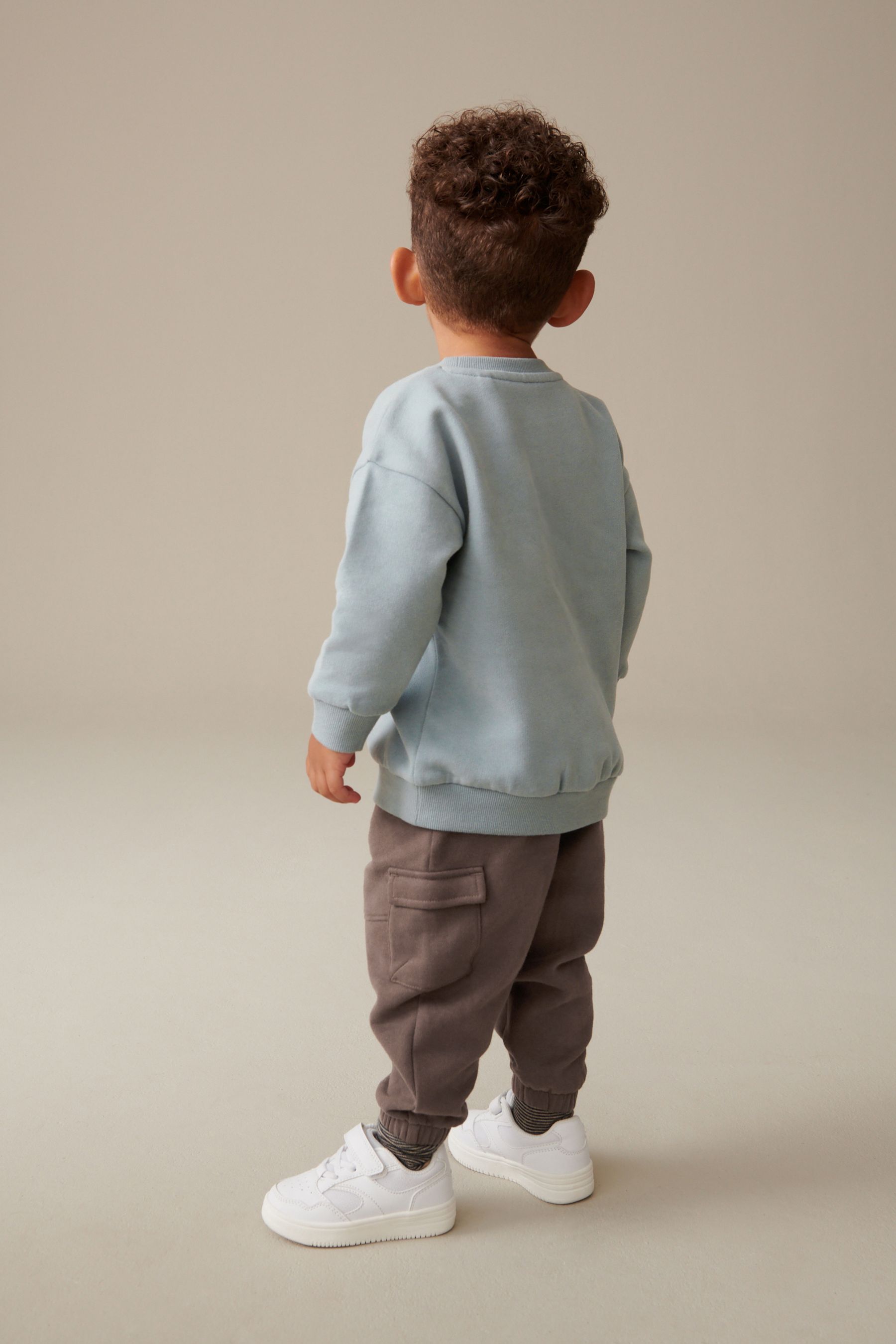 Blue/Brown Utility Oversized Sweatshirt And Joggers Set (3mths-7yrs)