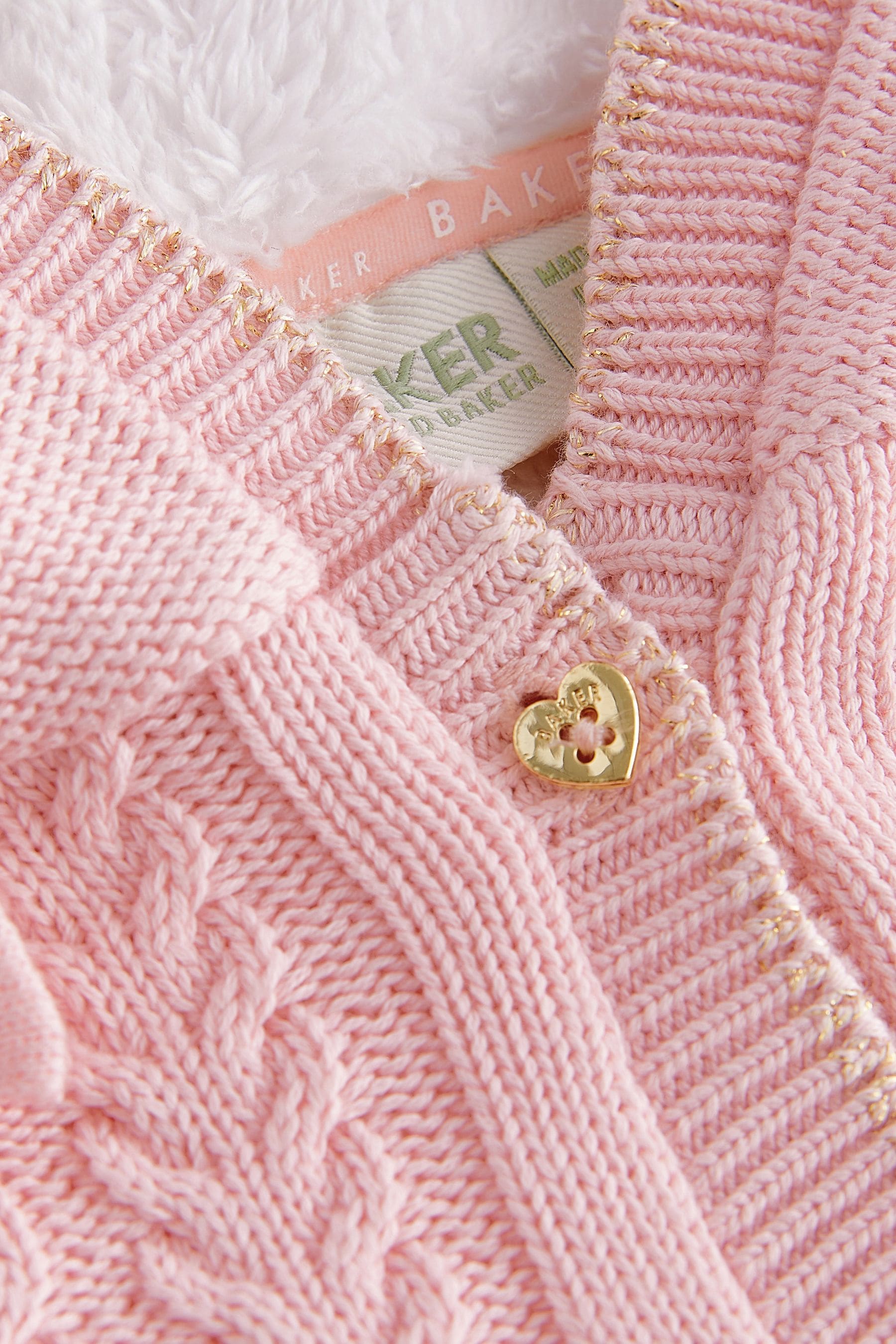 Pink Baker by Ted Baker Cream Knitted Coatigan