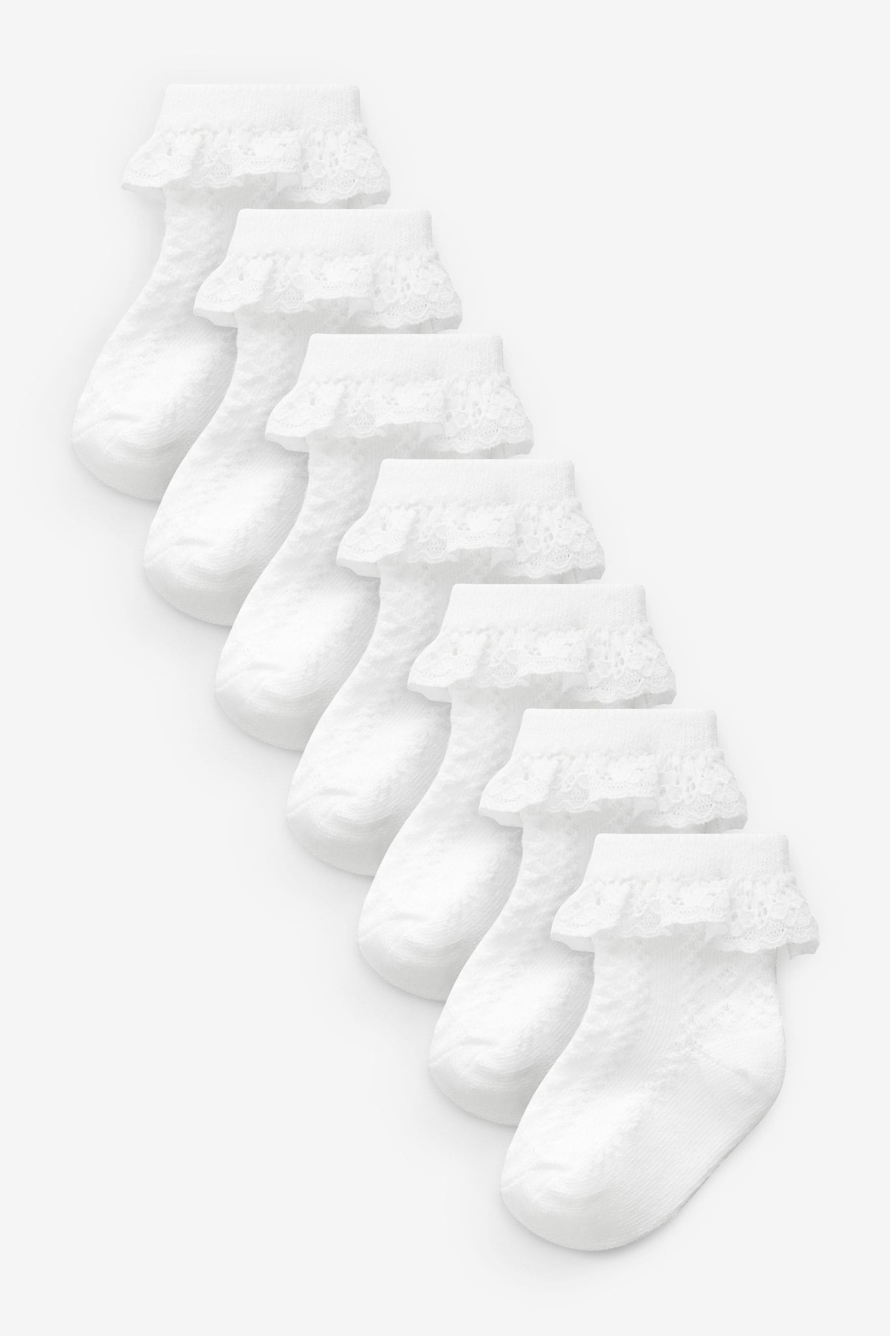 White Lace Baby Socks 7 Pack (0mths-2yrs)