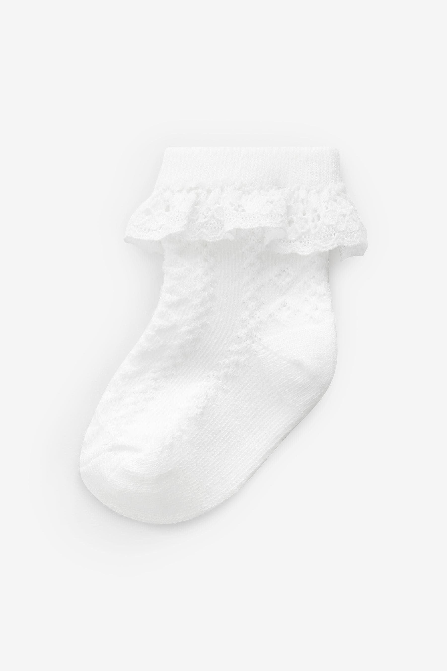 White Lace Baby Socks 7 Pack (0mths-2yrs)