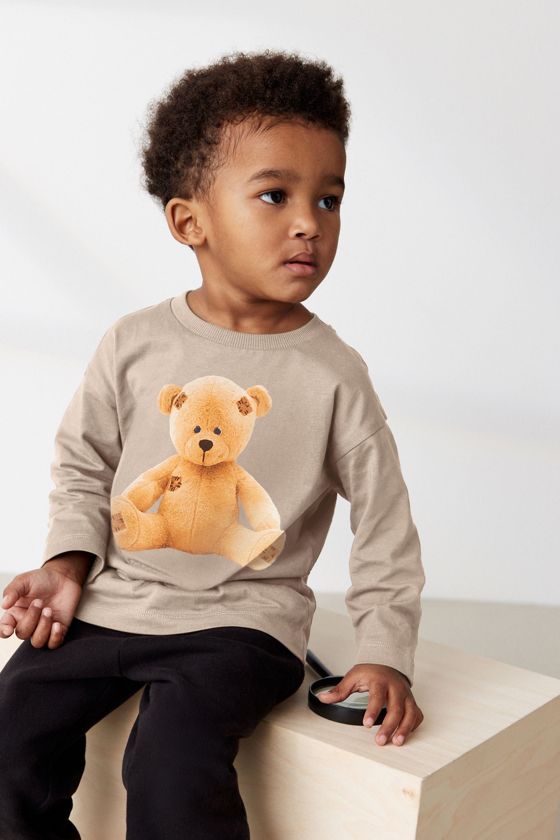 Stone Brown Bear Long Sleeve Character T-Shirt (3mths-7yrs)