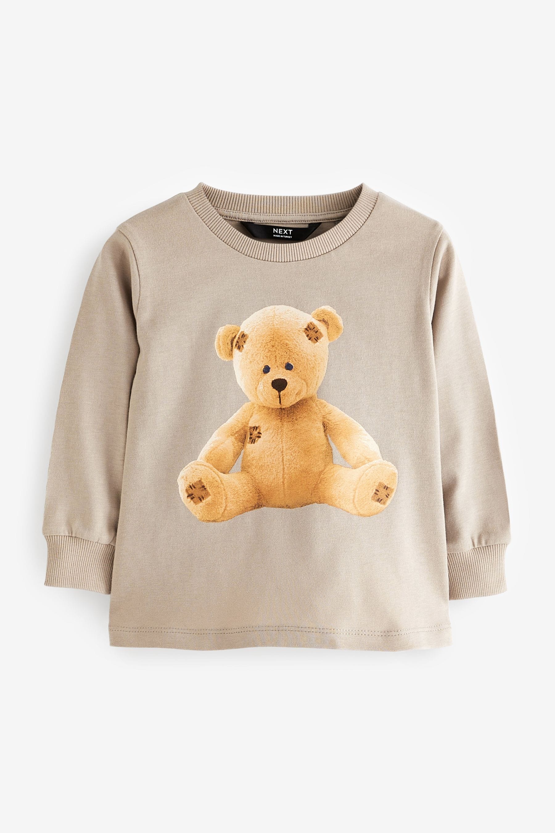 Stone Brown Bear Long Sleeve Character T-Shirt (3mths-7yrs)