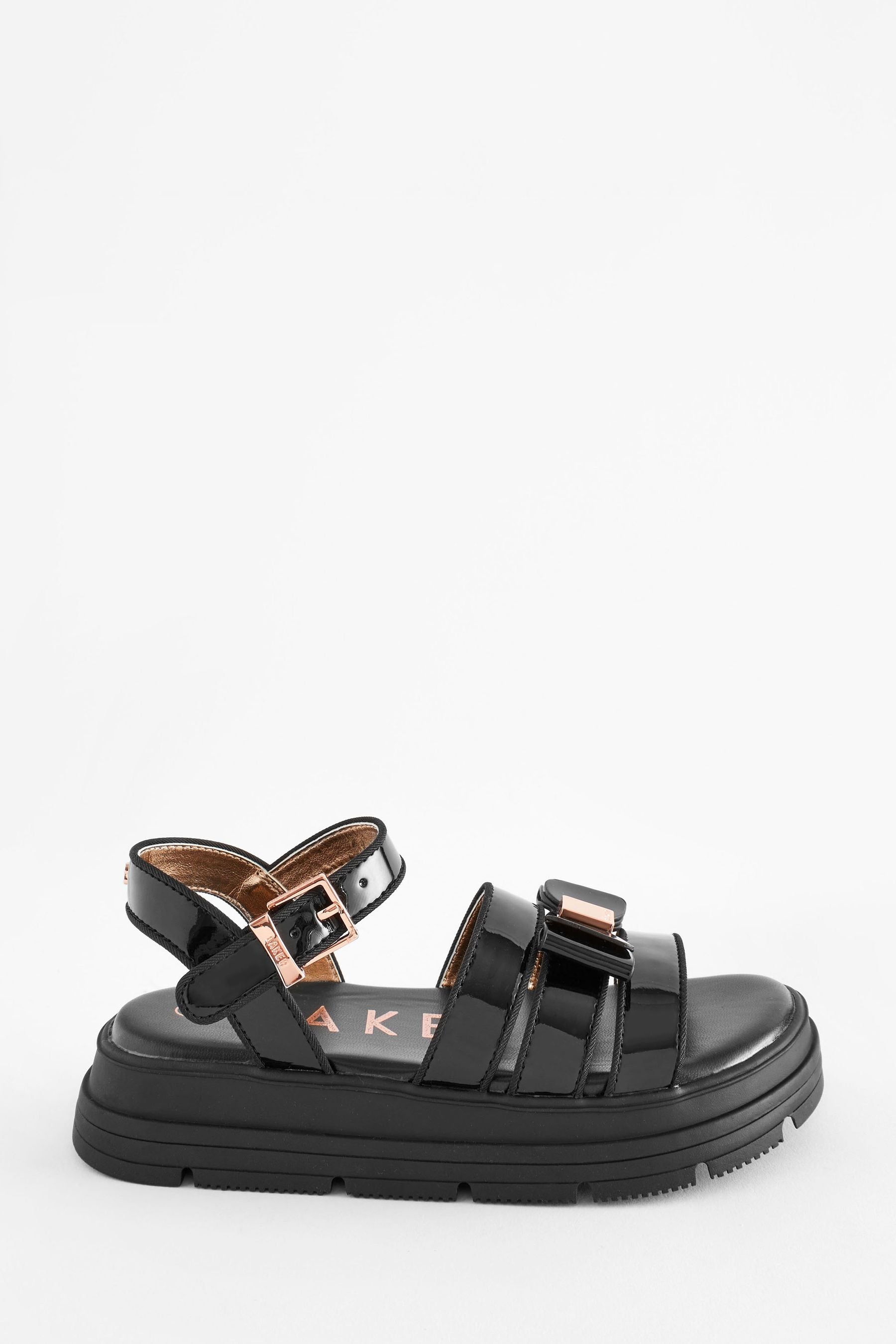 Black Baker by Ted Baker Girls Black Chunky Gladiator Sandals with Bow