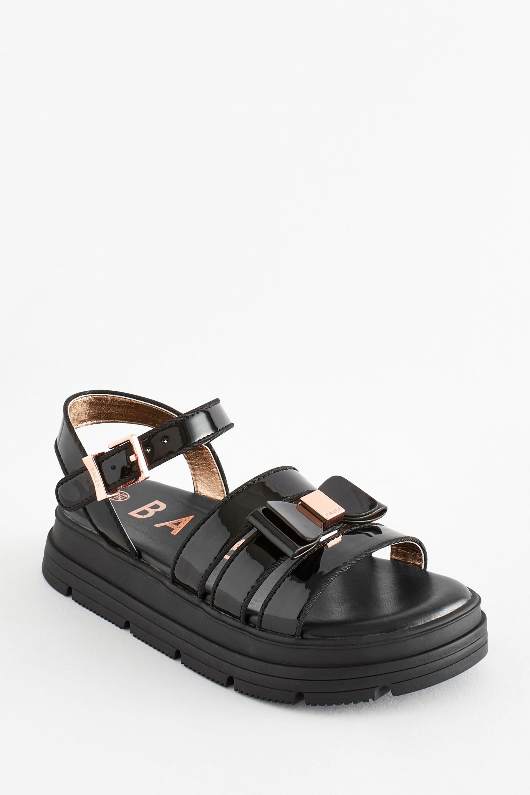 Black Baker by Ted Baker Girls Black Chunky Gladiator Sandals with Bow