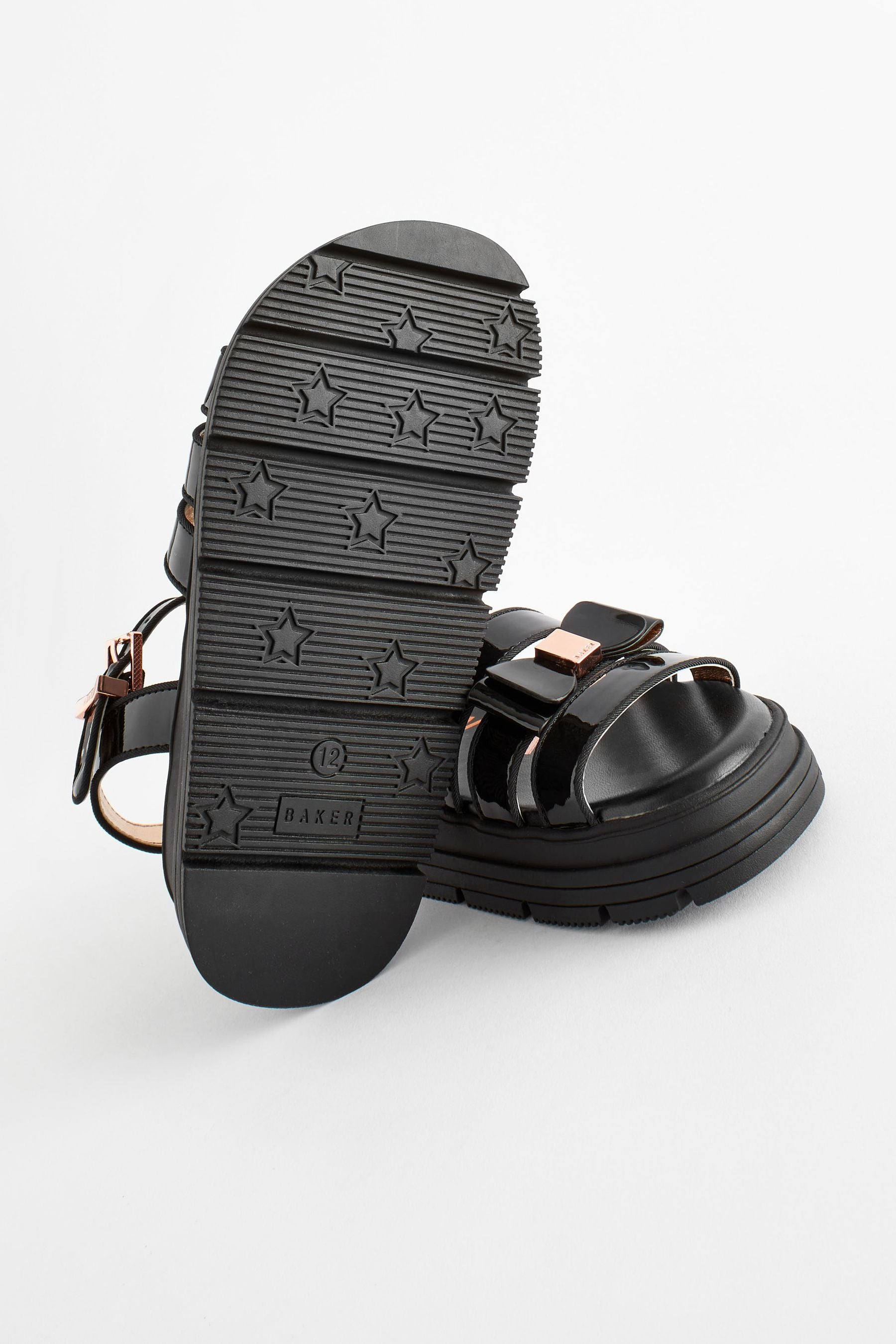 Black Baker by Ted Baker Girls Black Chunky Gladiator Sandals with Bow