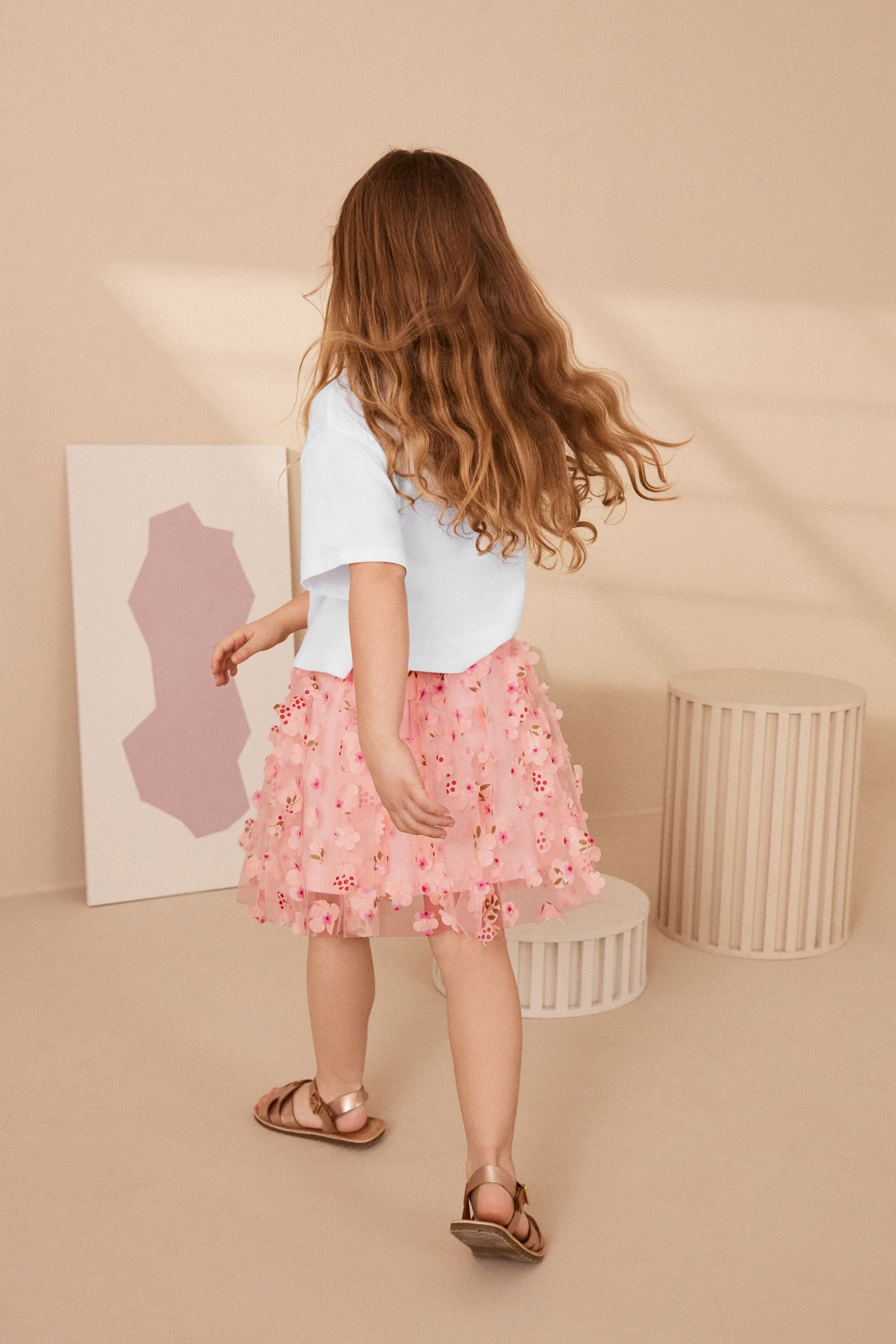 Pink T-Shirt and Floral Skirt Set (3-16yrs)