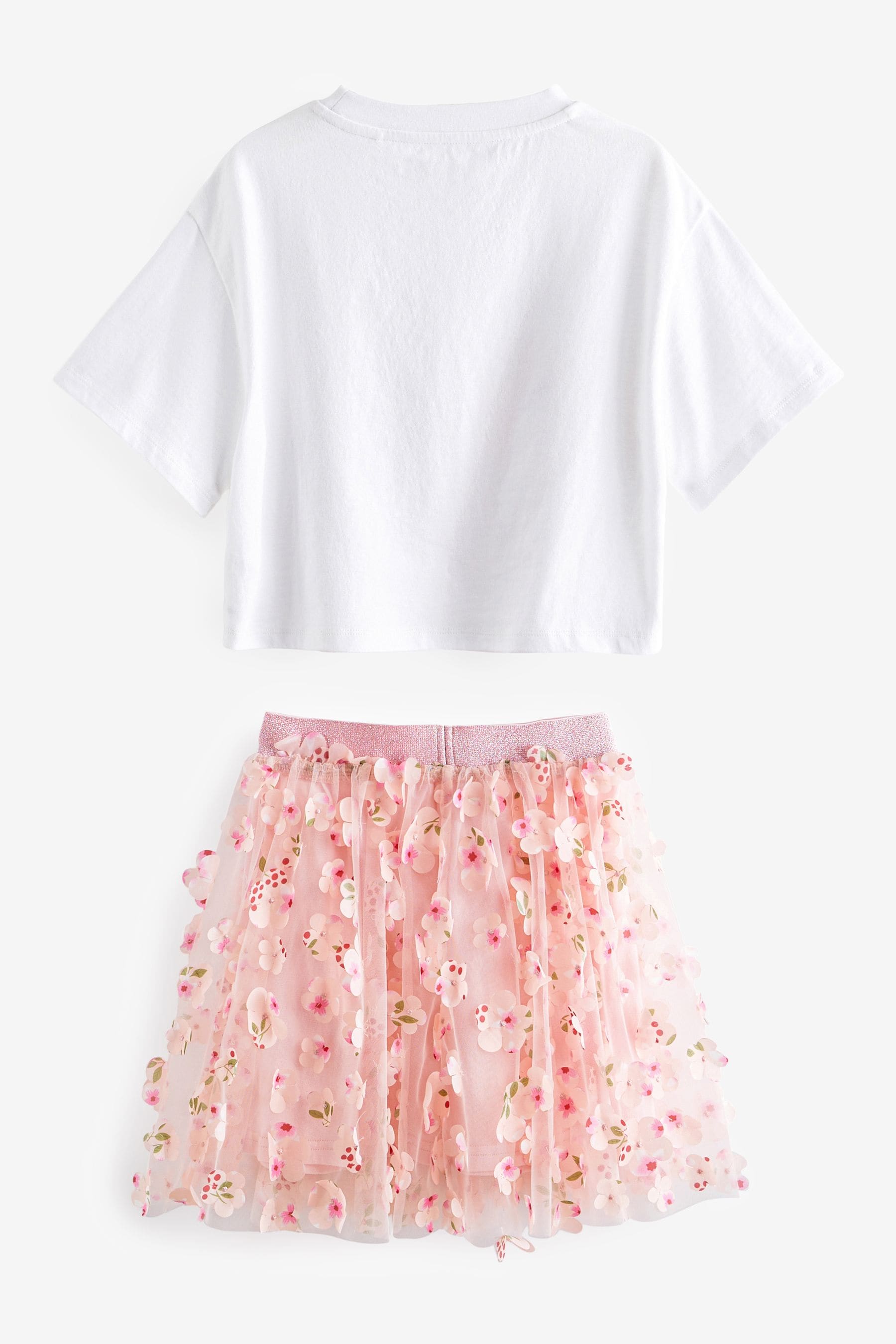 Pink T-Shirt and Floral Skirt Set (3-16yrs)