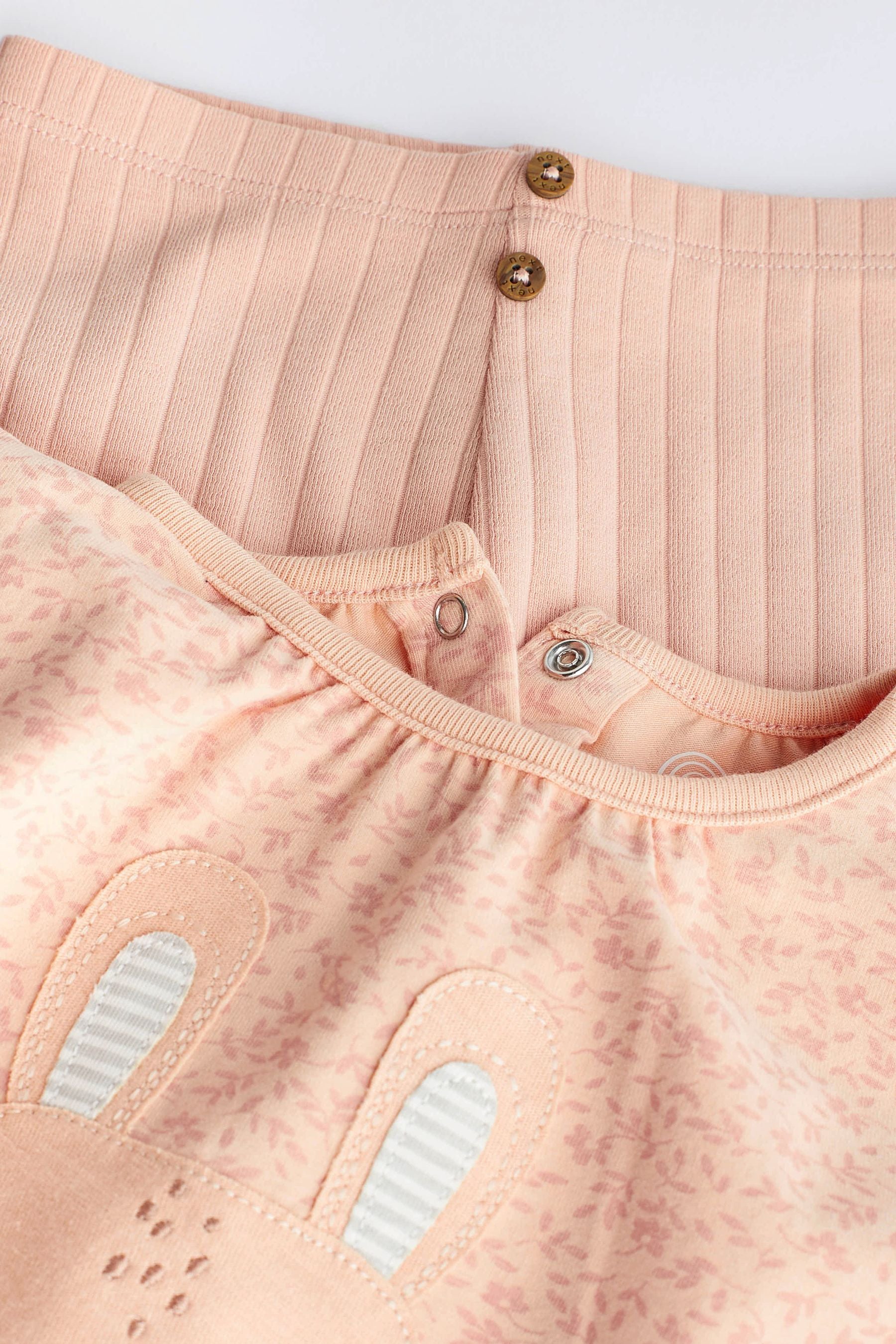 Peach Pink Bunny Baby Top And Leggings Set