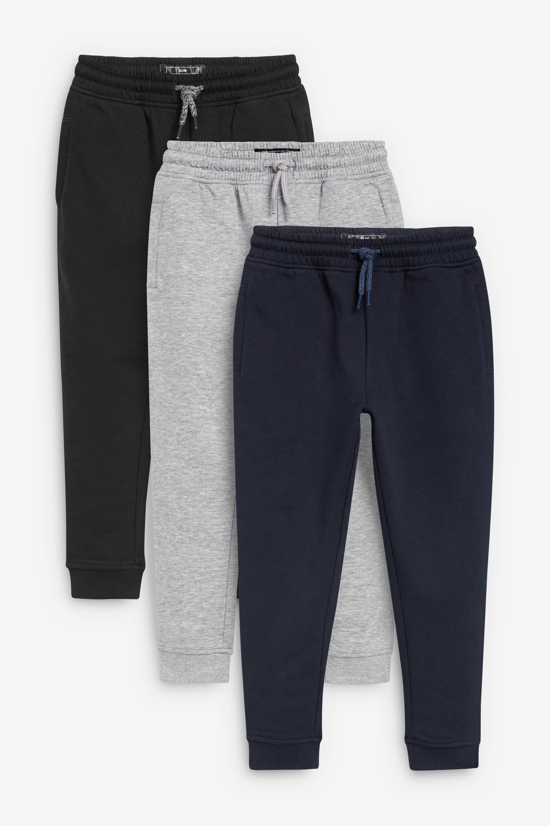 Black/Grey/Navy Blue Slim Fit Joggers 3 Pack (3-16yrs)