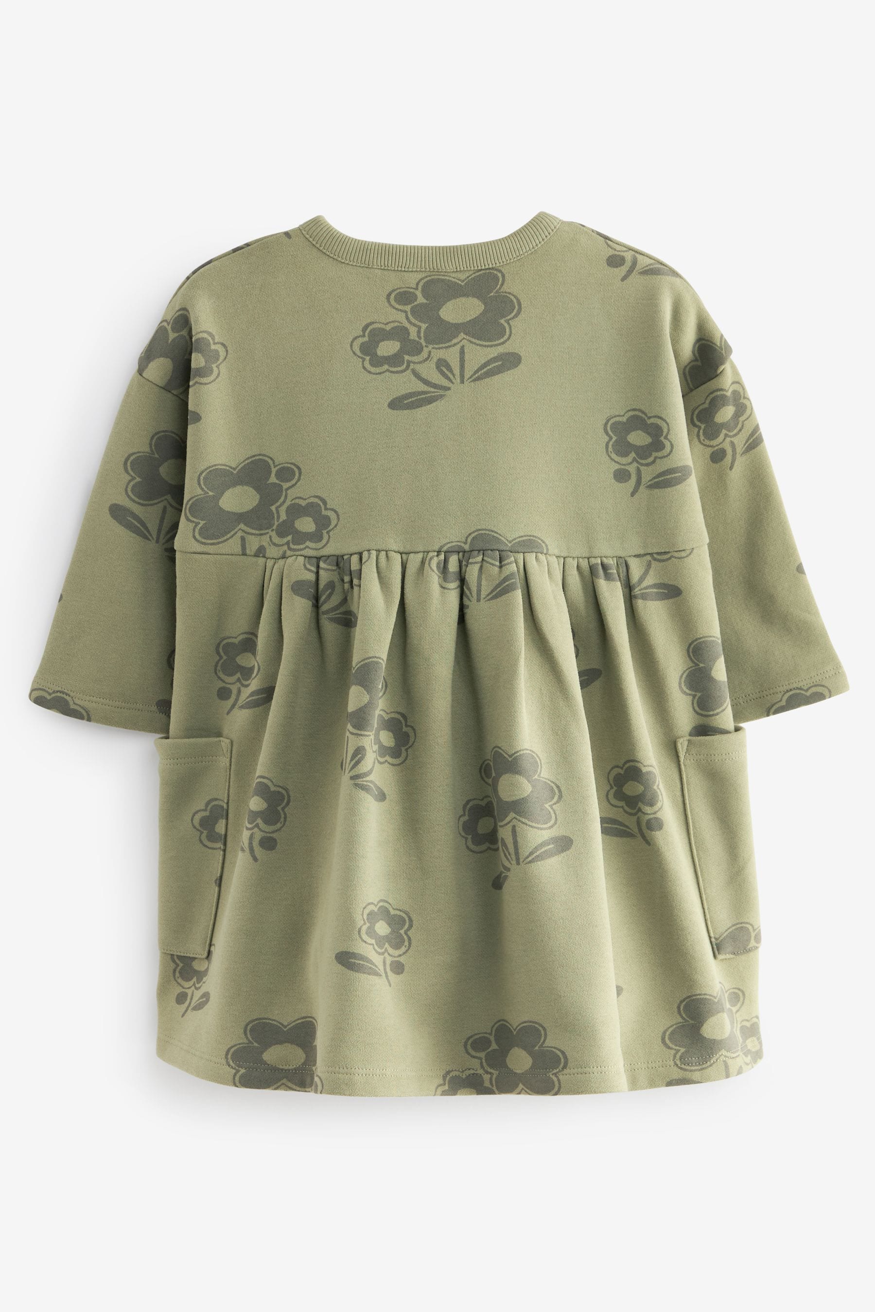 Khaki/Green 2-in-1 Long Sleeve  Pocket Jumper Dress (3mths-7yrs)