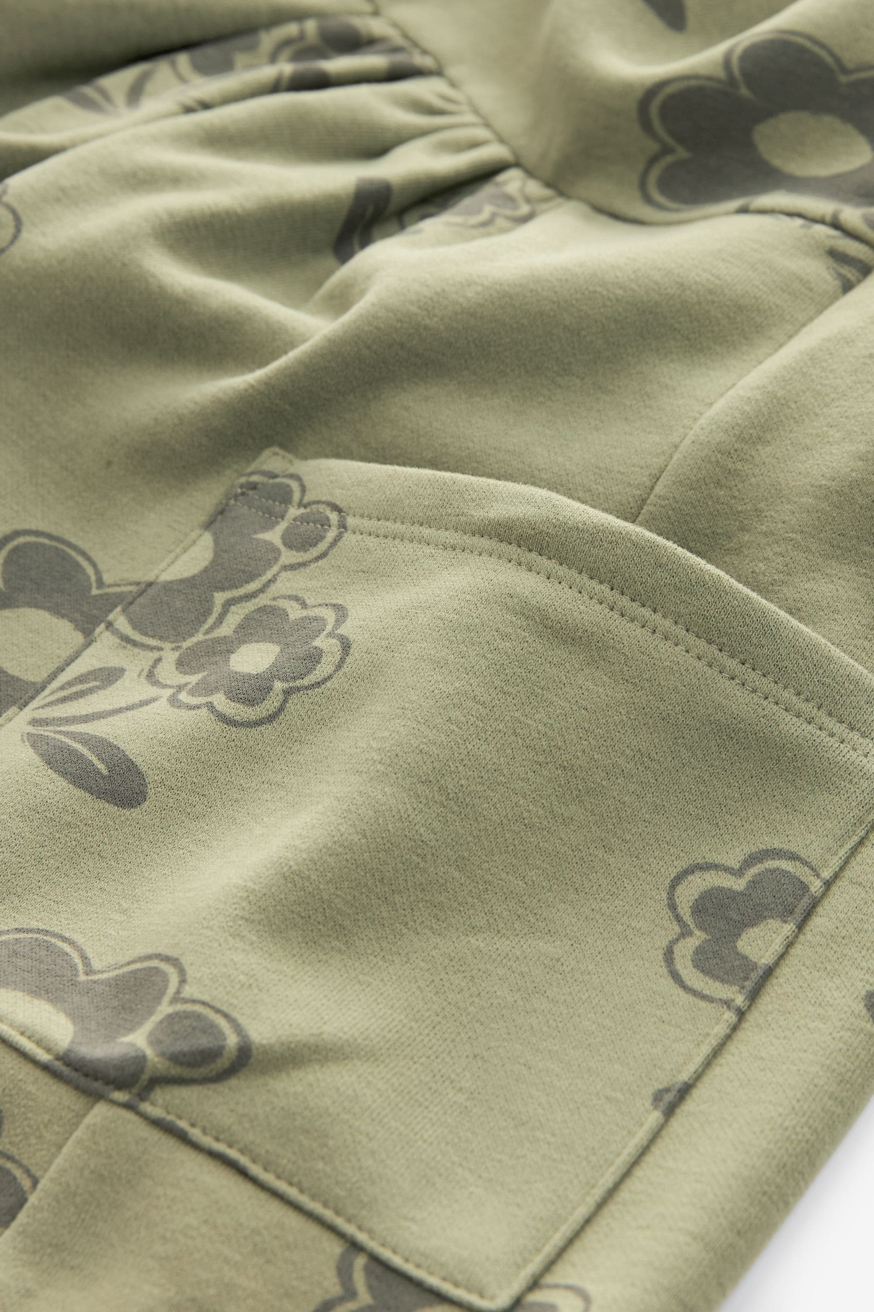 Green Floral Button Front Sweat Dress (3mths-7yrs)