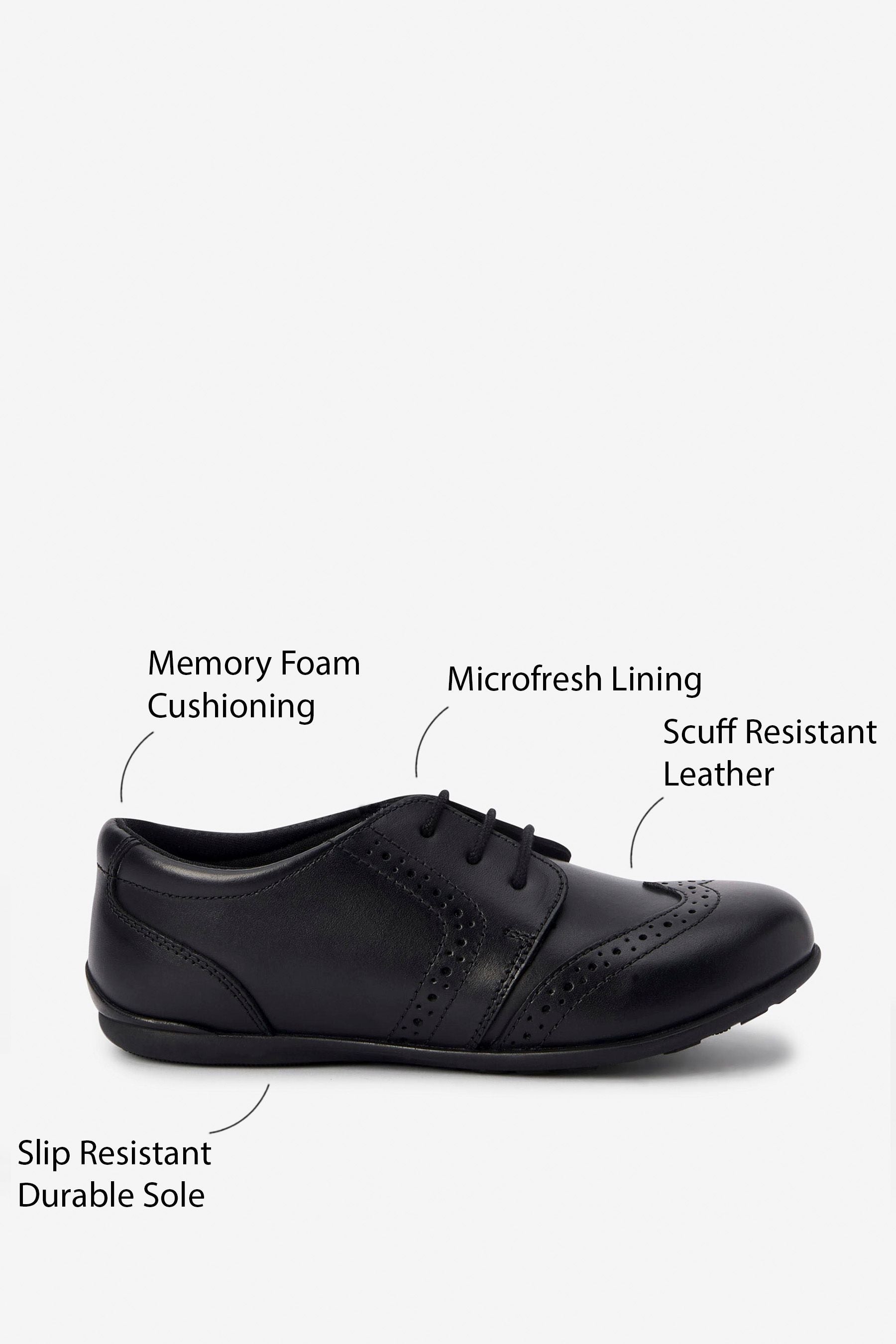 Black Matt School Leather Lace-Up Brogues