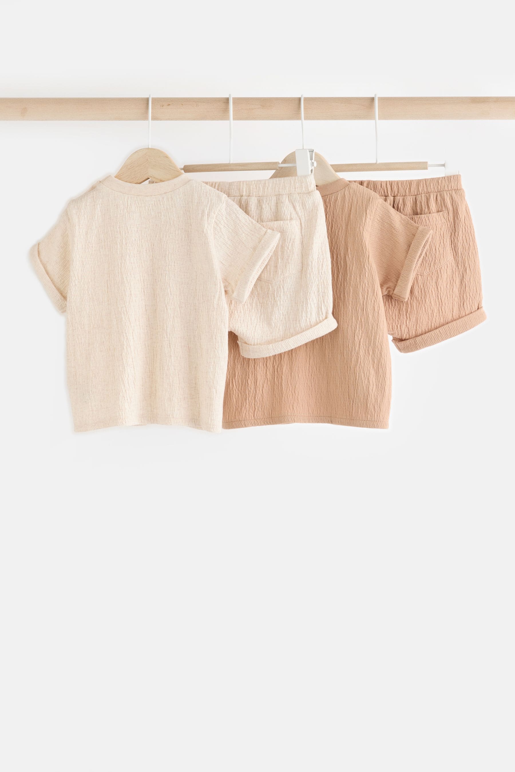 Ecru/Tan Baby T-Shirt & Shorts Set