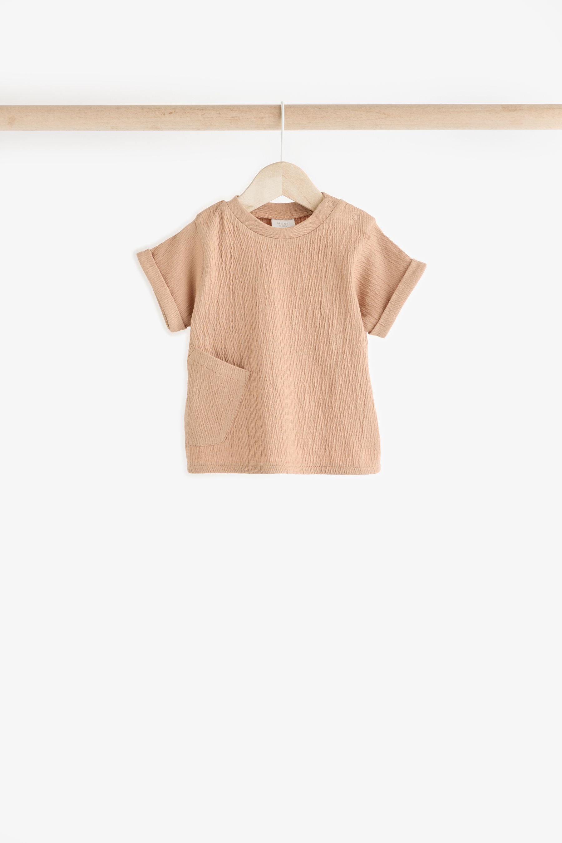 Ecru/Tan Baby T-Shirt & Shorts Set