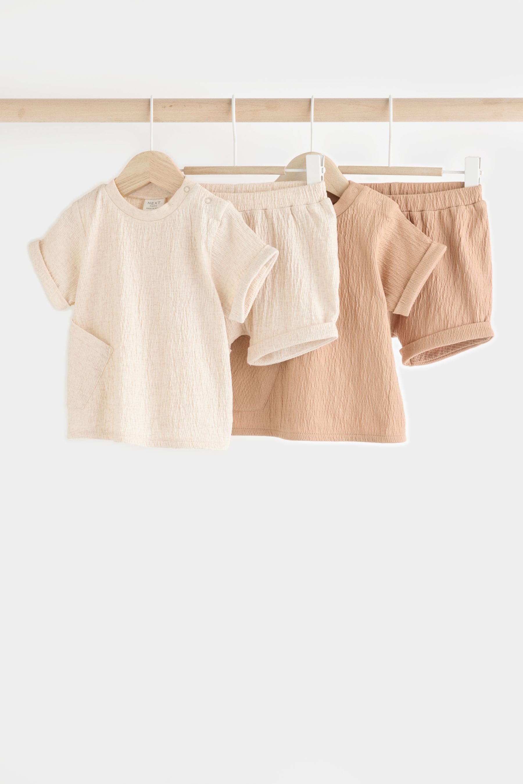 Ecru/Tan Baby T-Shirt And Shorts Set