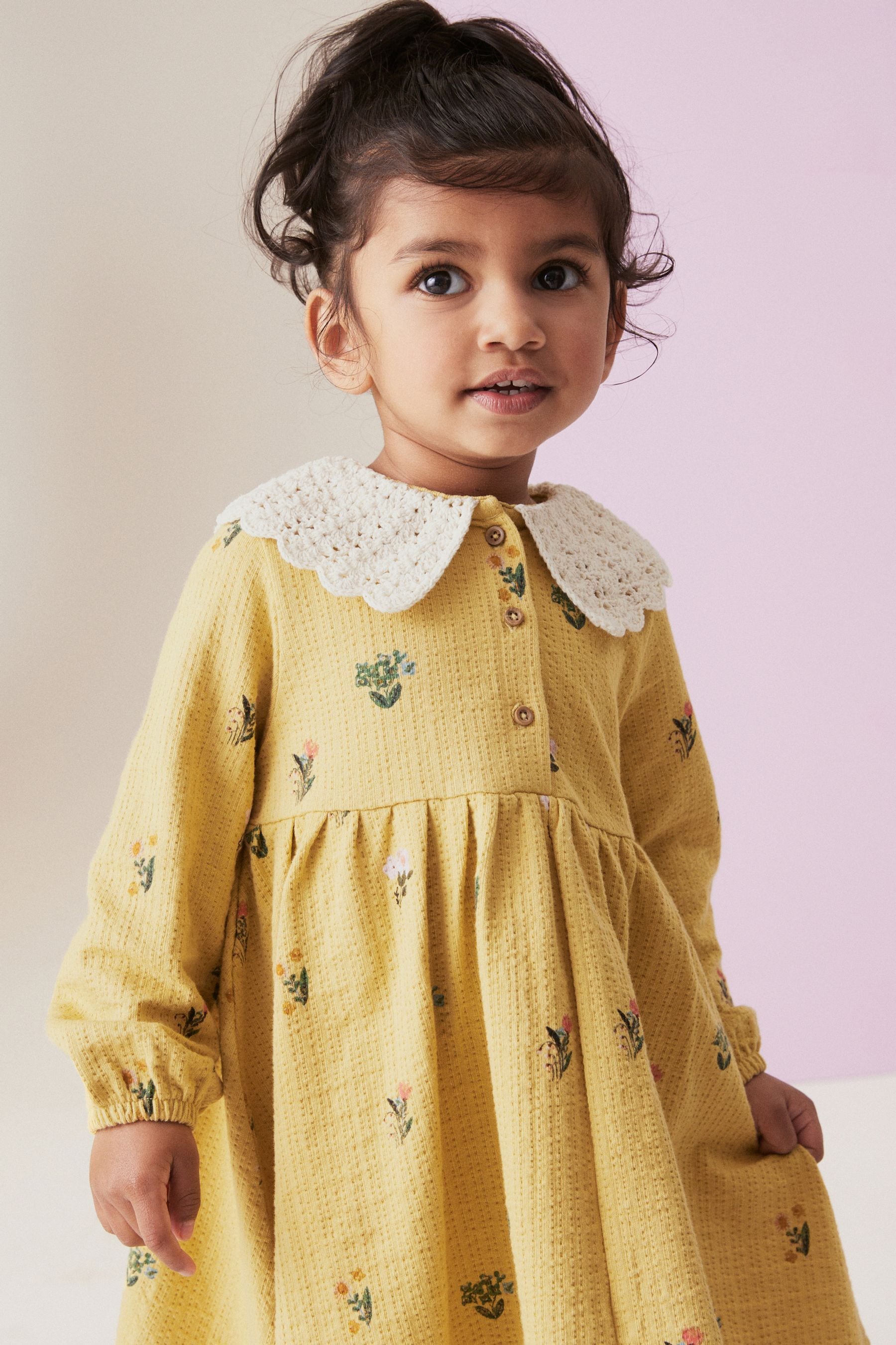 Lime Green 100% Cotton Long Sleeve Collar Dress (3mths-7yrs)