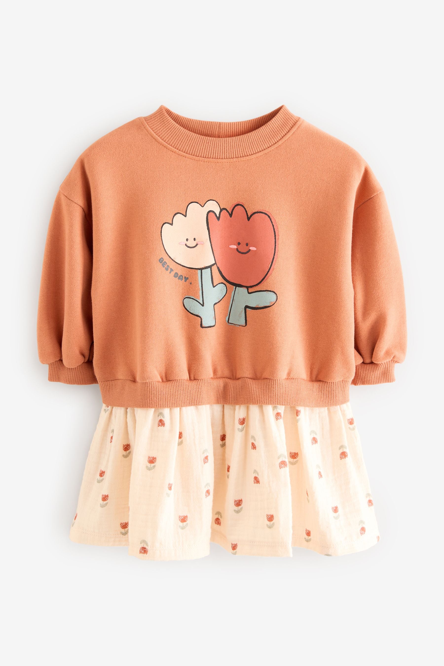 Peach Pink Long Sleeve Sweat Dress (3mths-7yrs)