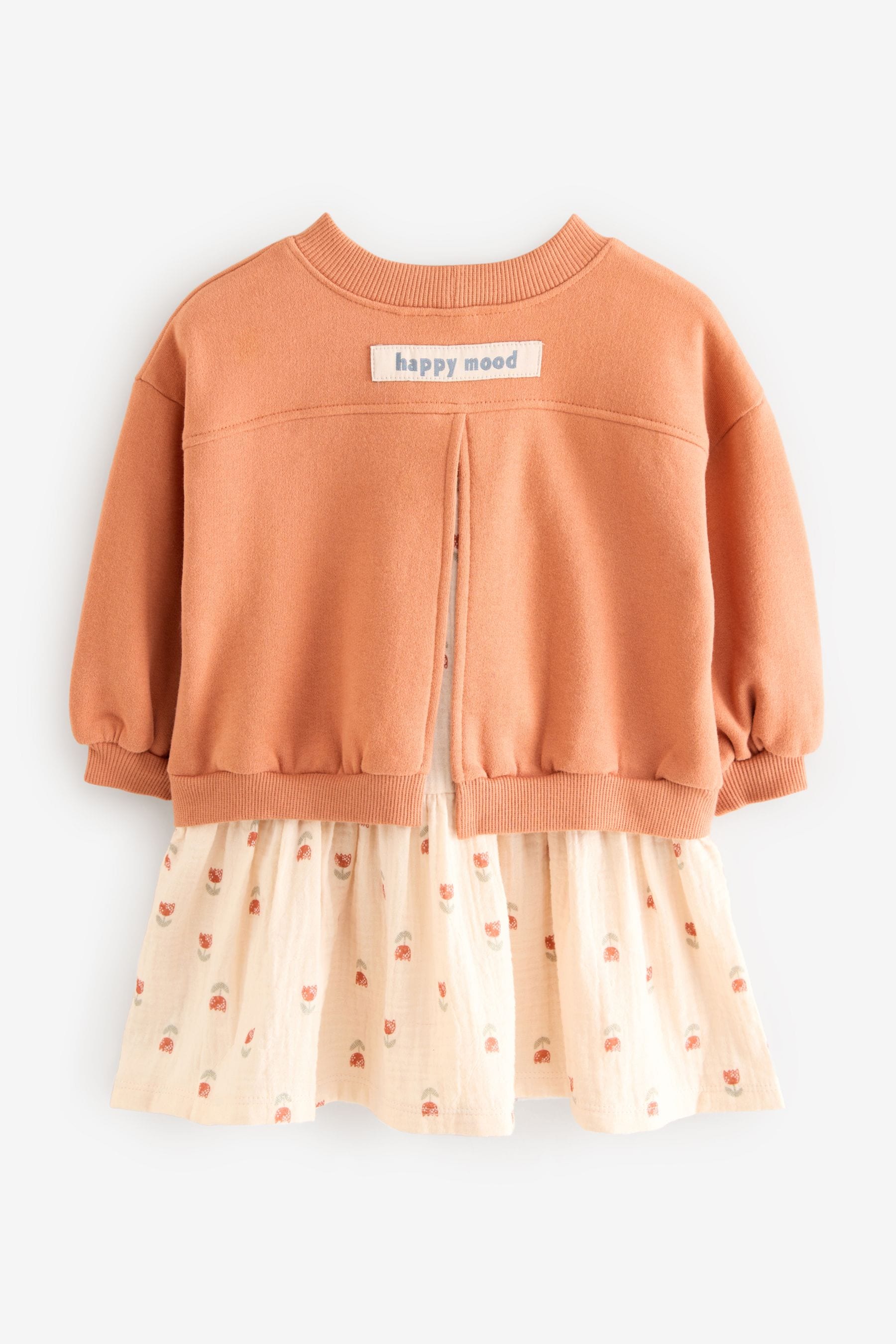 Peach Pink Long Sleeve Sweat Dress (3mths-7yrs)