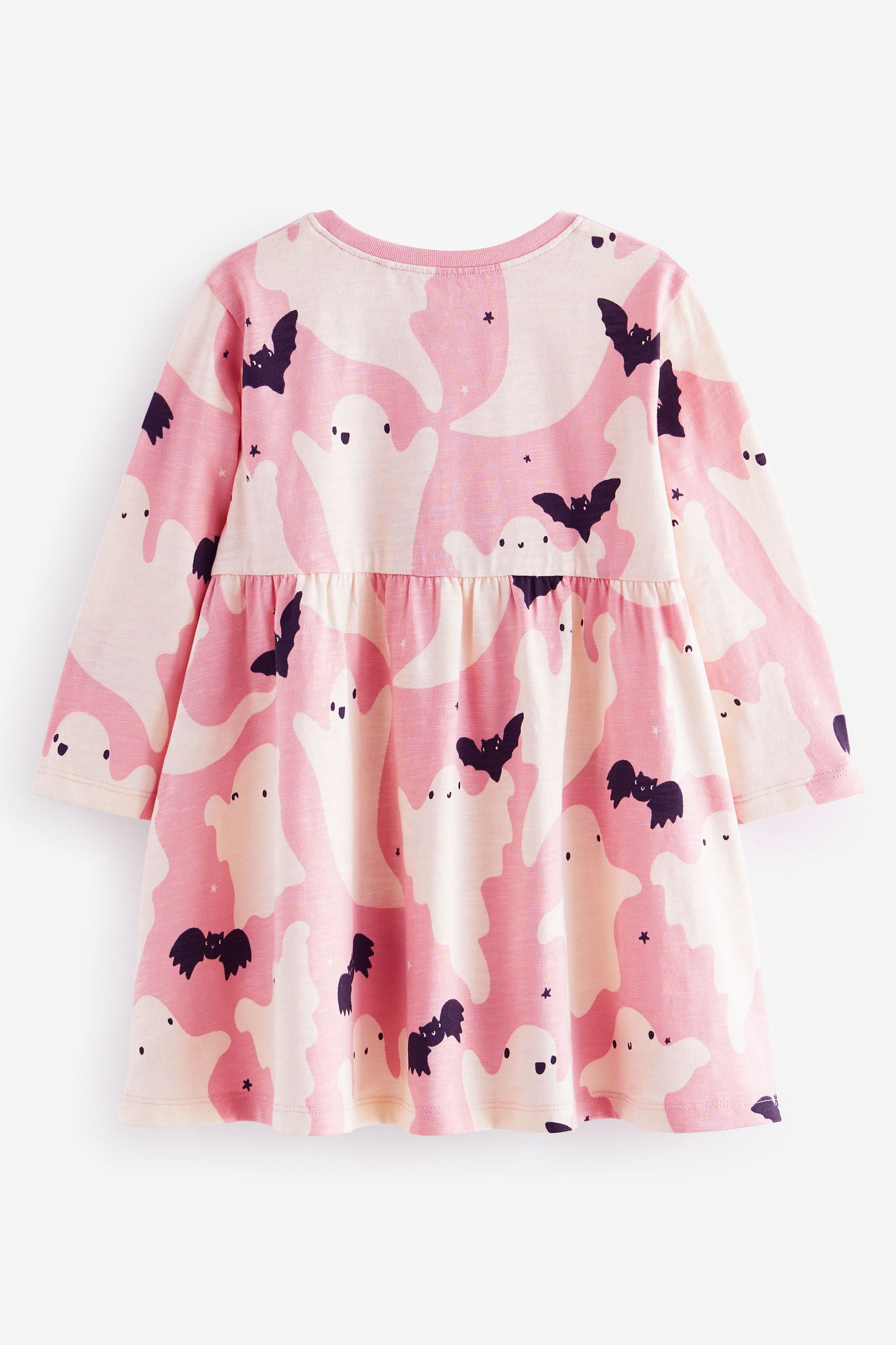 Pink/Cream Halloween Long Sleeve Jersey Dress (3mths-7yrs)