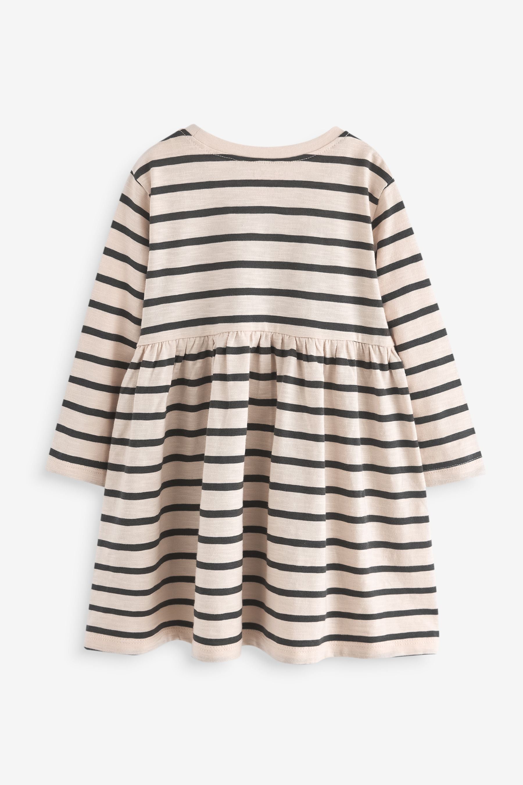 Black/White 100% Cotton Long Sleeve Jersey Dress (3mths-7yrs)