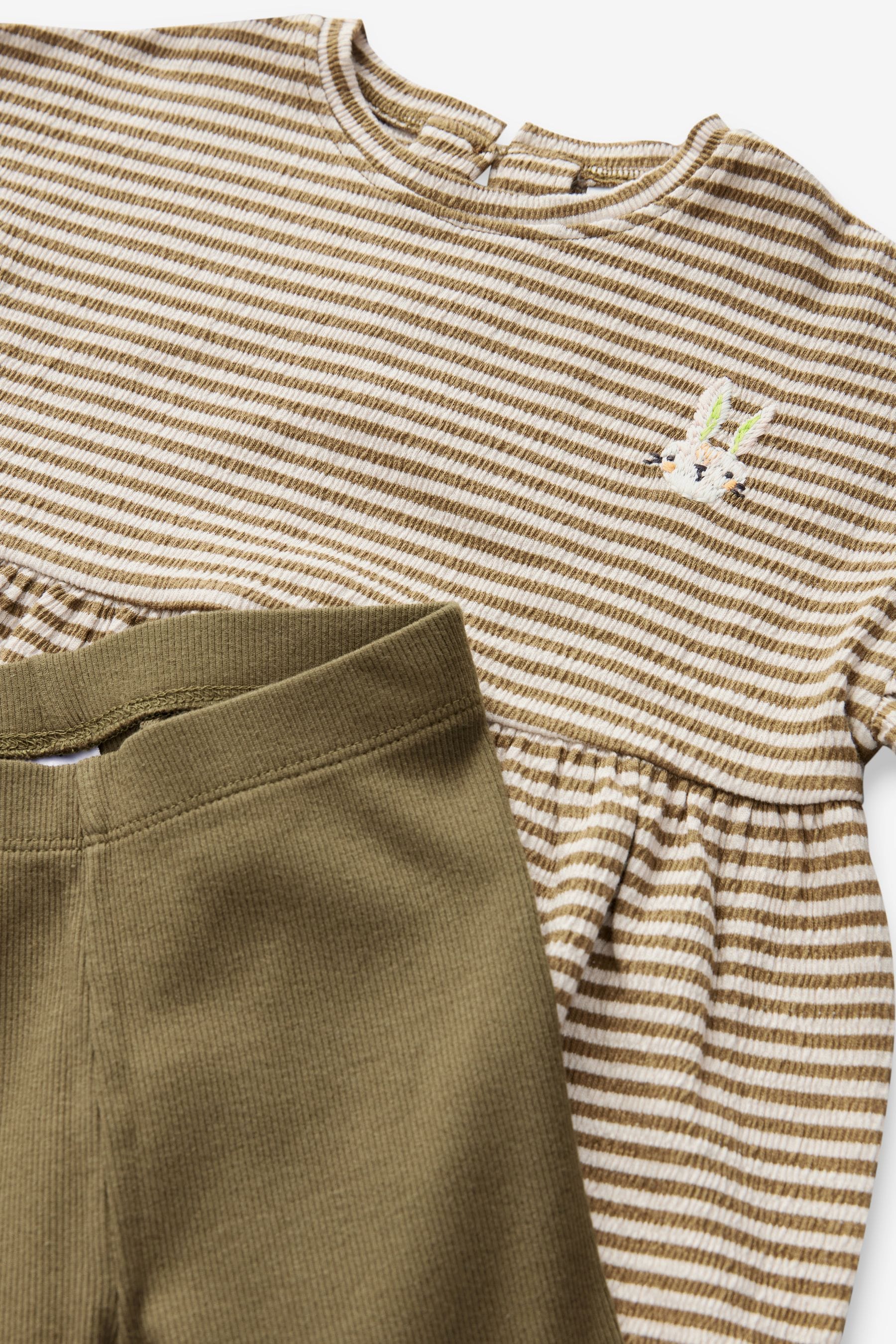 Khaki Green Long Sleeve Dress and Leggings (3mths-7yrs)