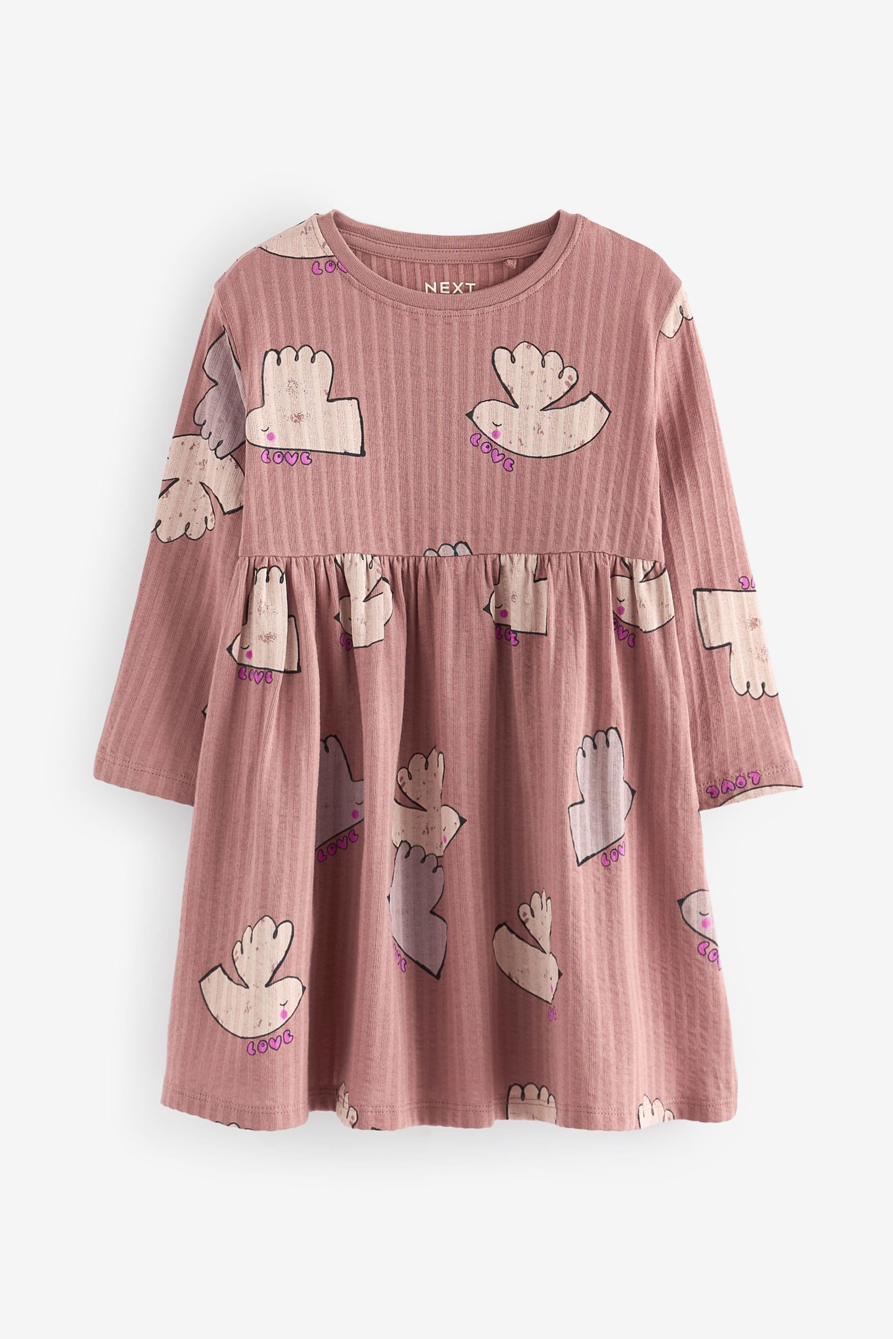 Neutral Long Sleeve Jersey Dress (3mths-7yrs)