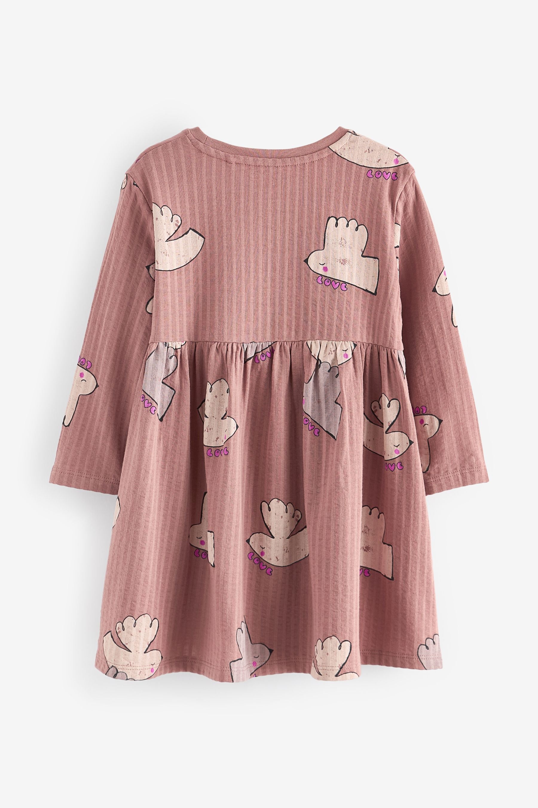 Neutral Long Sleeve Jersey Dress (3mths-7yrs)