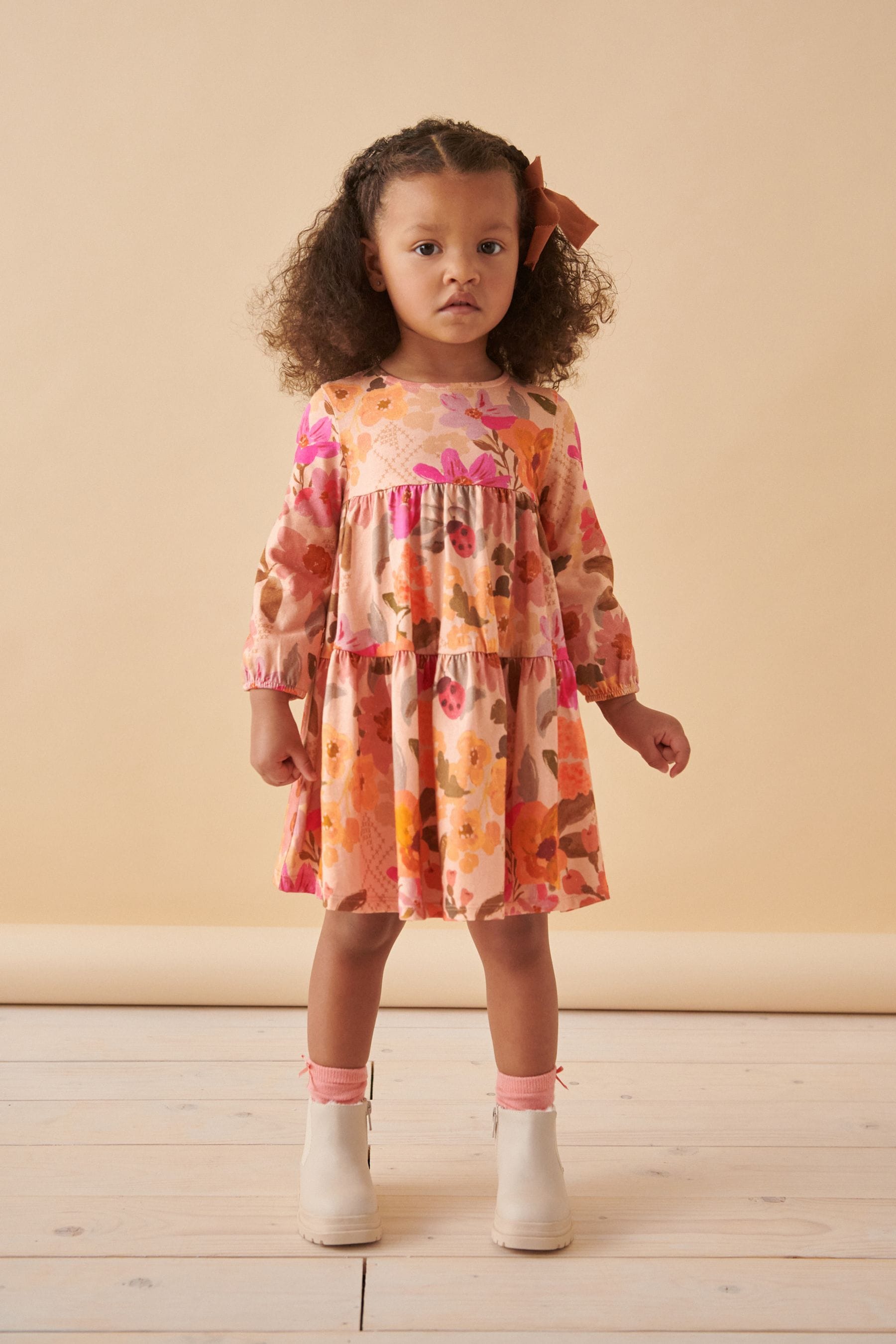 Pink Long Sleeve Jersey Dress (3mths-7yrs)