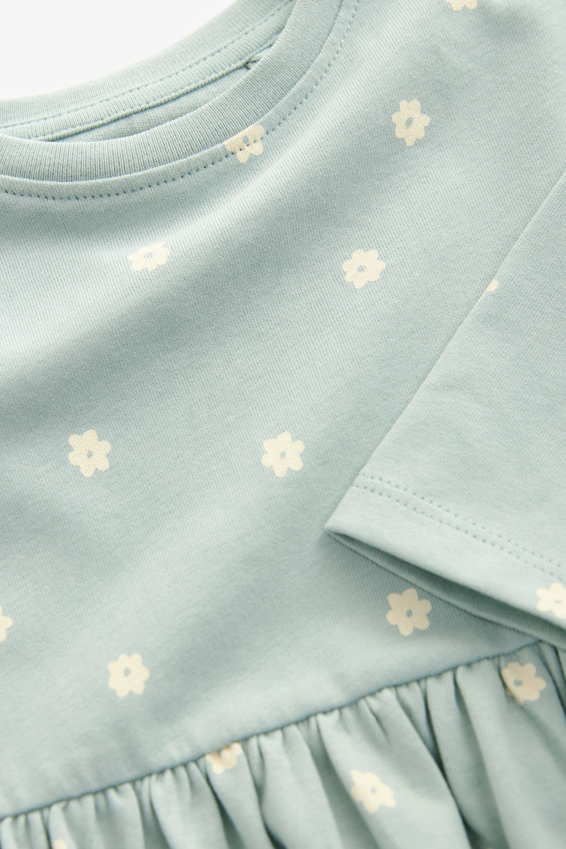 Pale Blue 100% Cotton Long Sleeve Jersey Dress (3mths-7yrs)