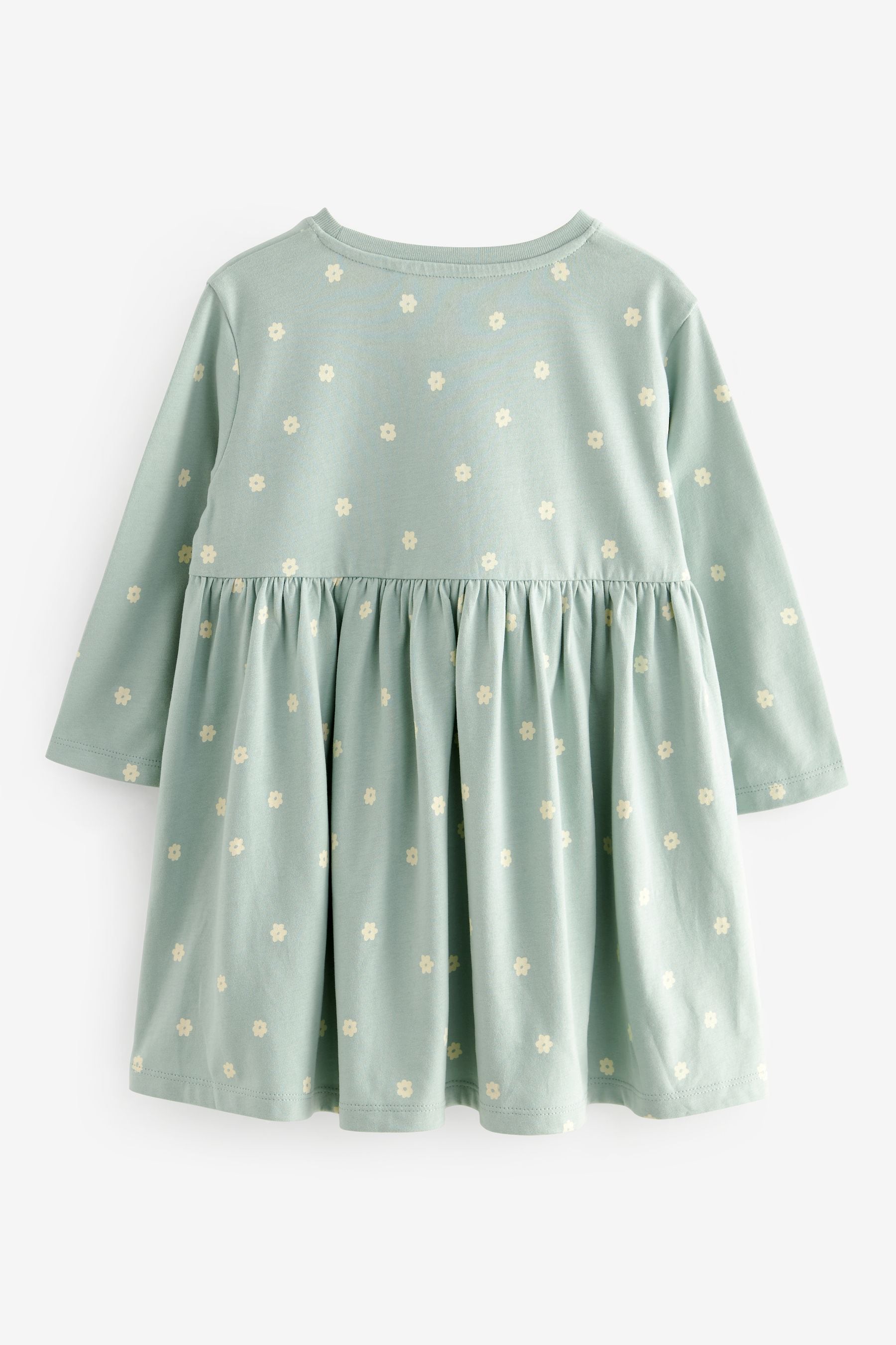 Pale Blue 100% Cotton Long Sleeve Jersey Dress (3mths-7yrs)