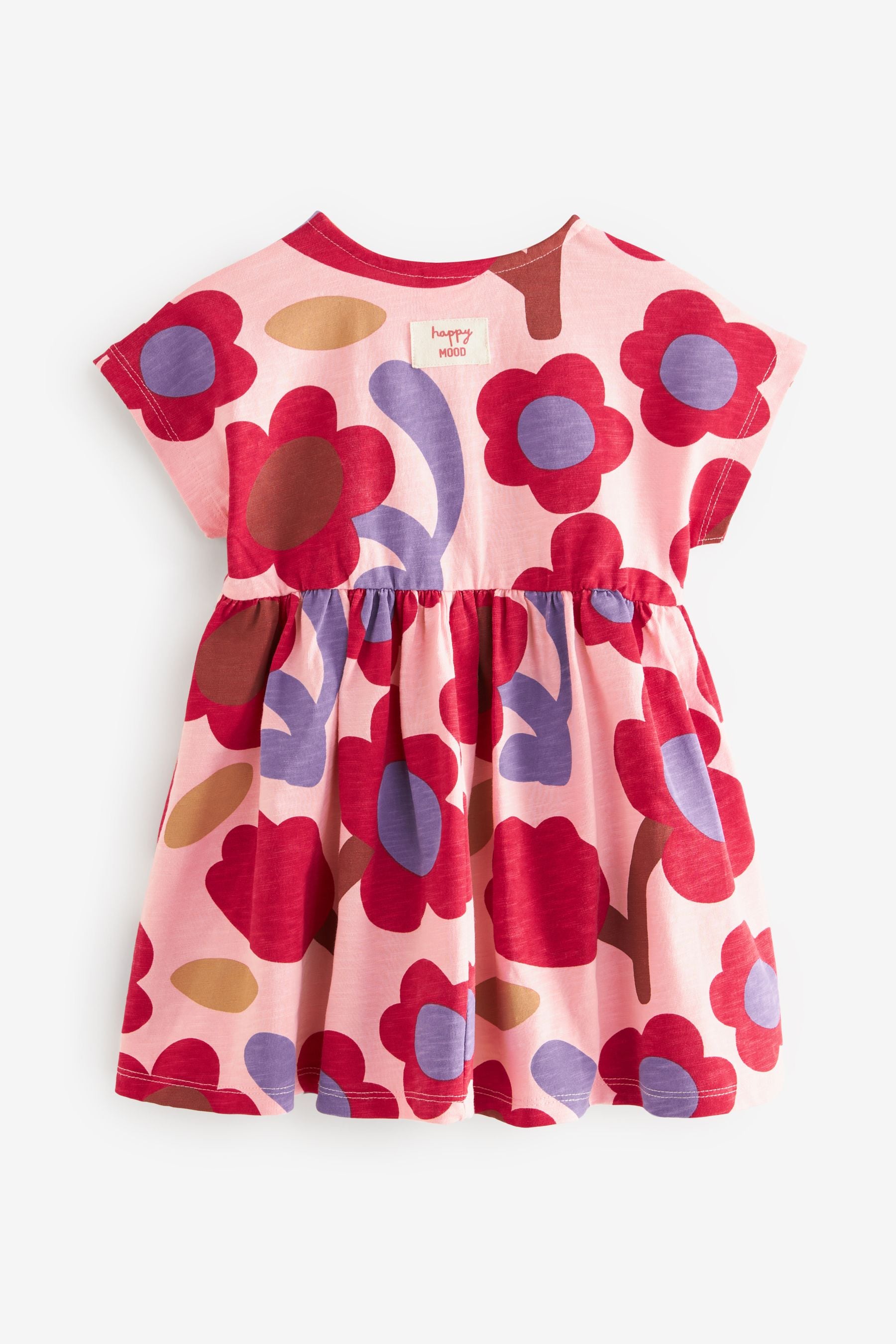 Pink/Tan Brown Button Front Jersey Dress (3mths-7yrs)