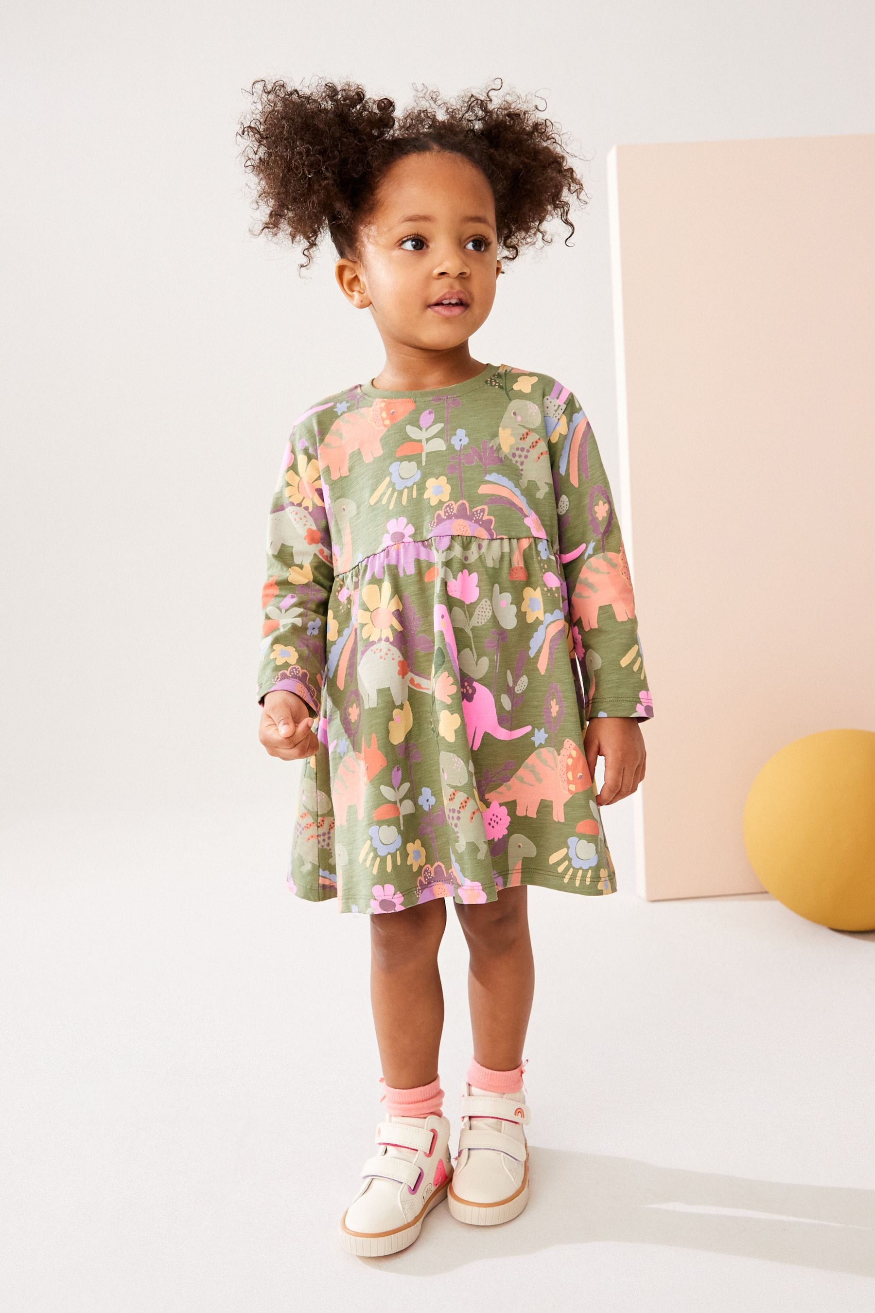 Green Character 100% Cotton Long Sleeve Jersey Dress (3mths-7yrs)