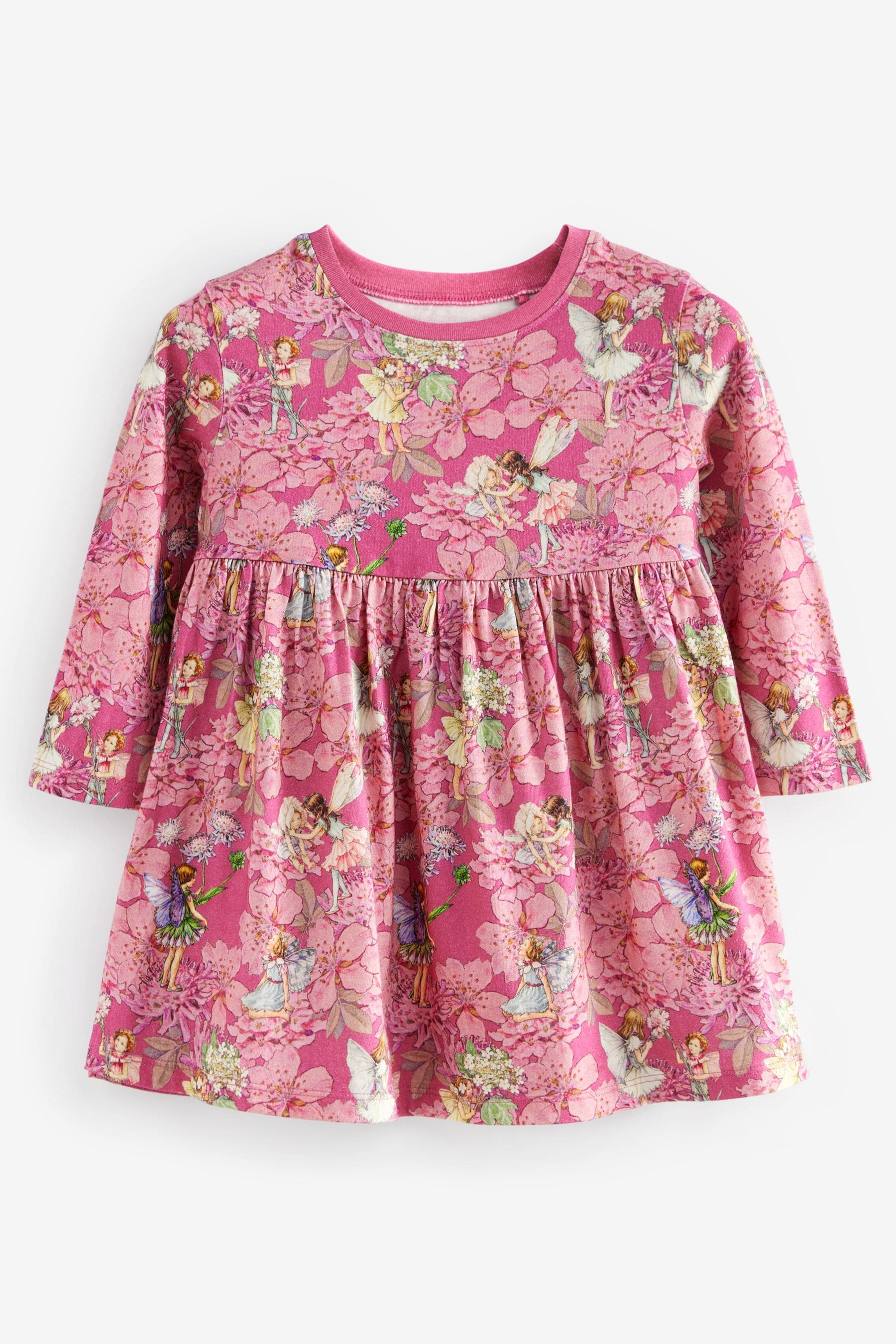 Purple Flower Fairy 100% Cotton Long Sleeve Jersey Dress (3mths-7yrs)