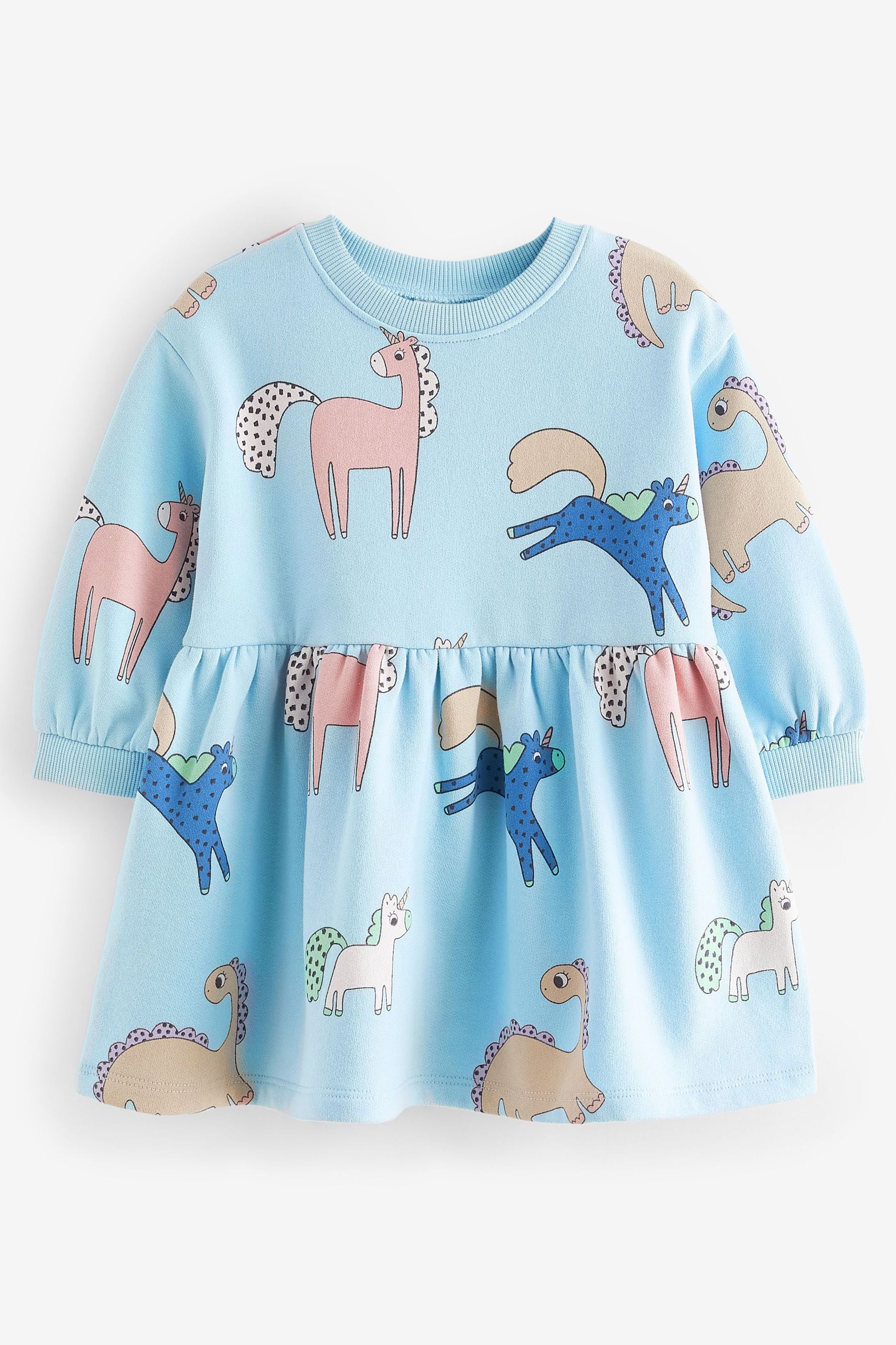 Pale Blue Long Sleeve Sweat Dress (3mths-7yrs)