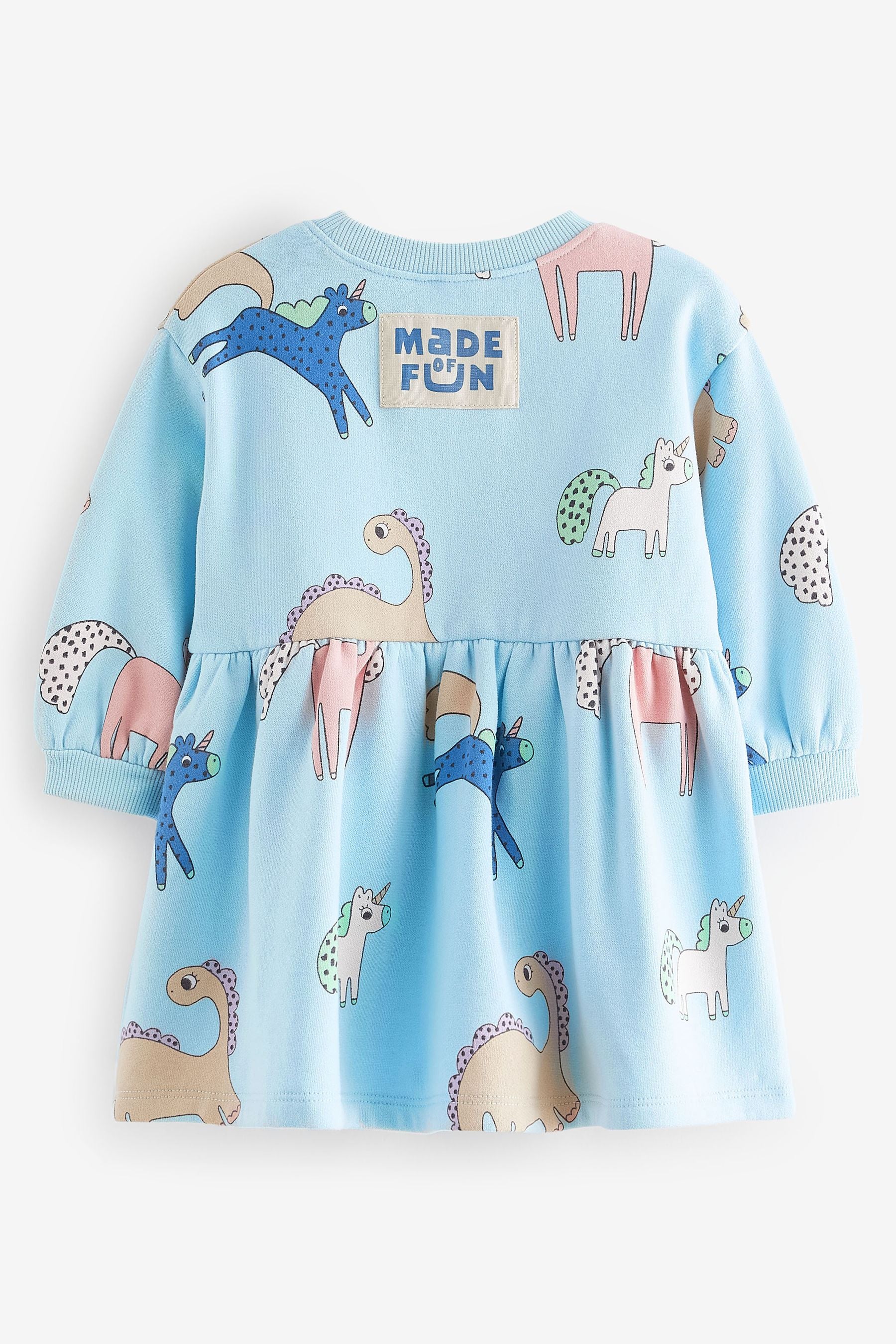 Pale Blue Long Sleeve Sweat Dress (3mths-7yrs)