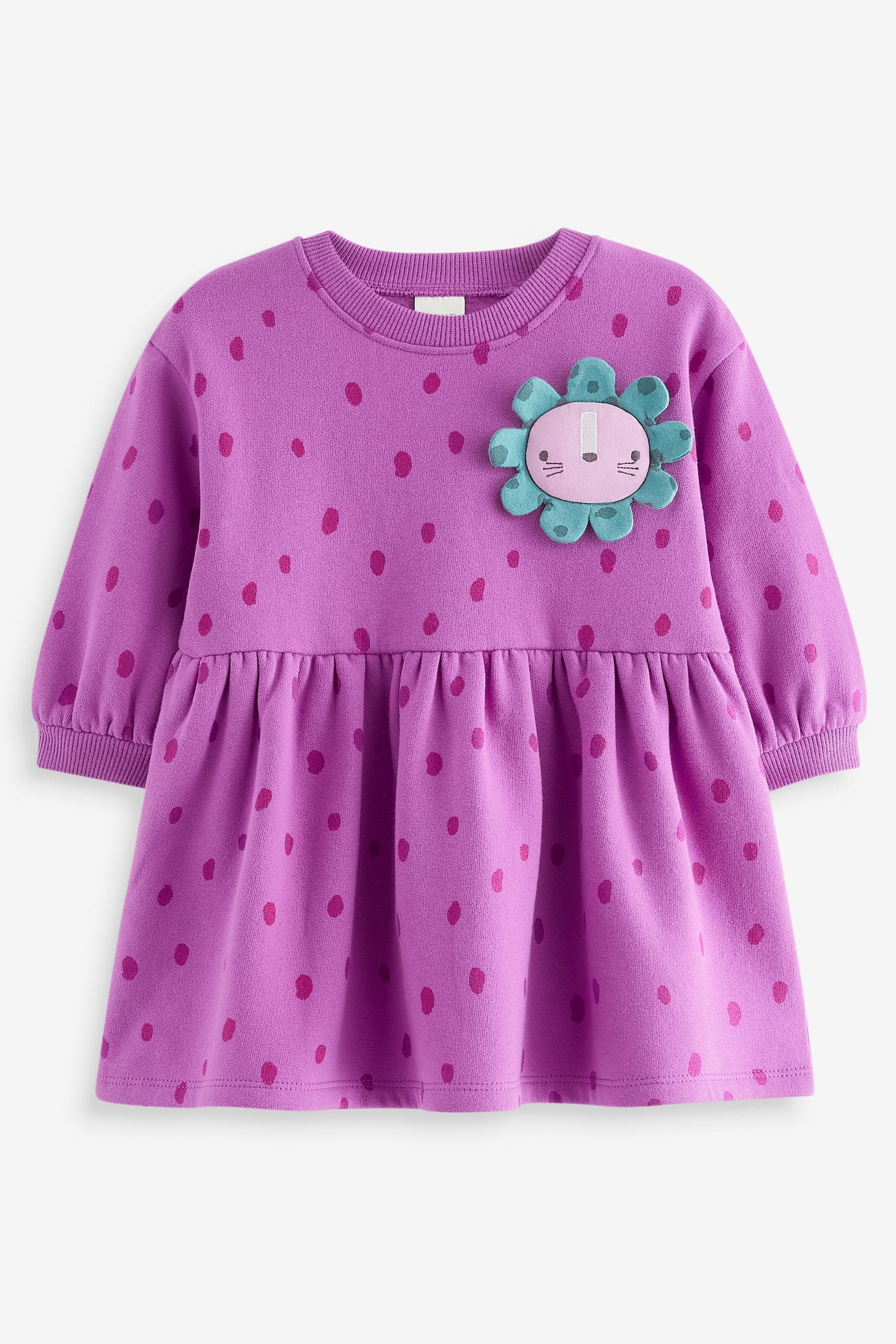 Purple Long Sleeve Sweat Dress (3mths-7yrs)