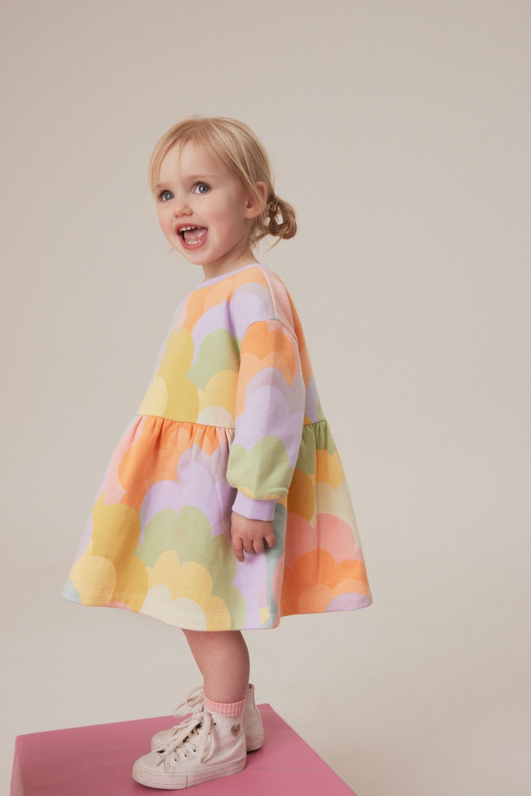 Lilac Rainbow Long Sleeve Jumper Dress (3mths-7yrs)