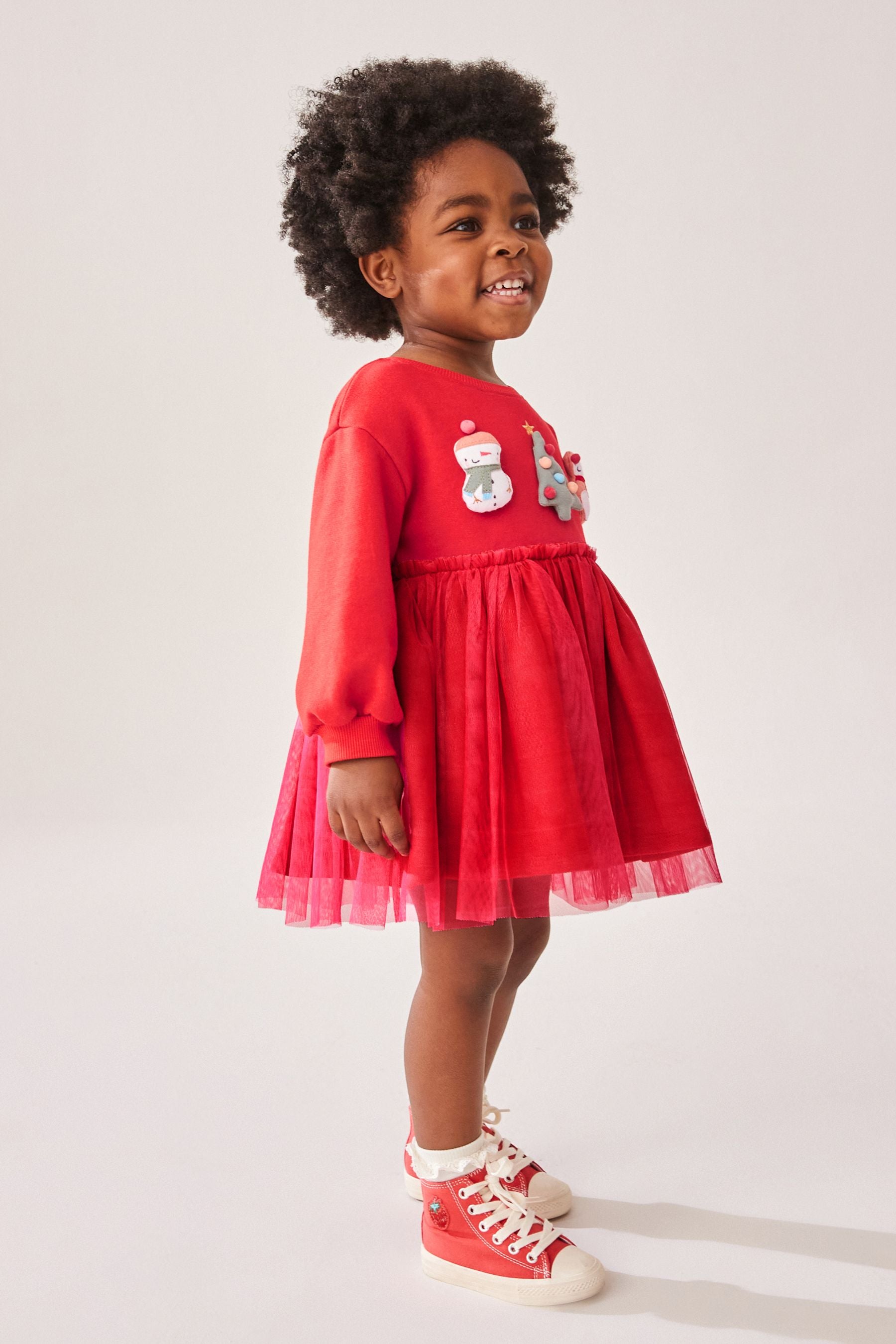 Red Christmas Mesh Sweat Dress (3mths-7yrs)