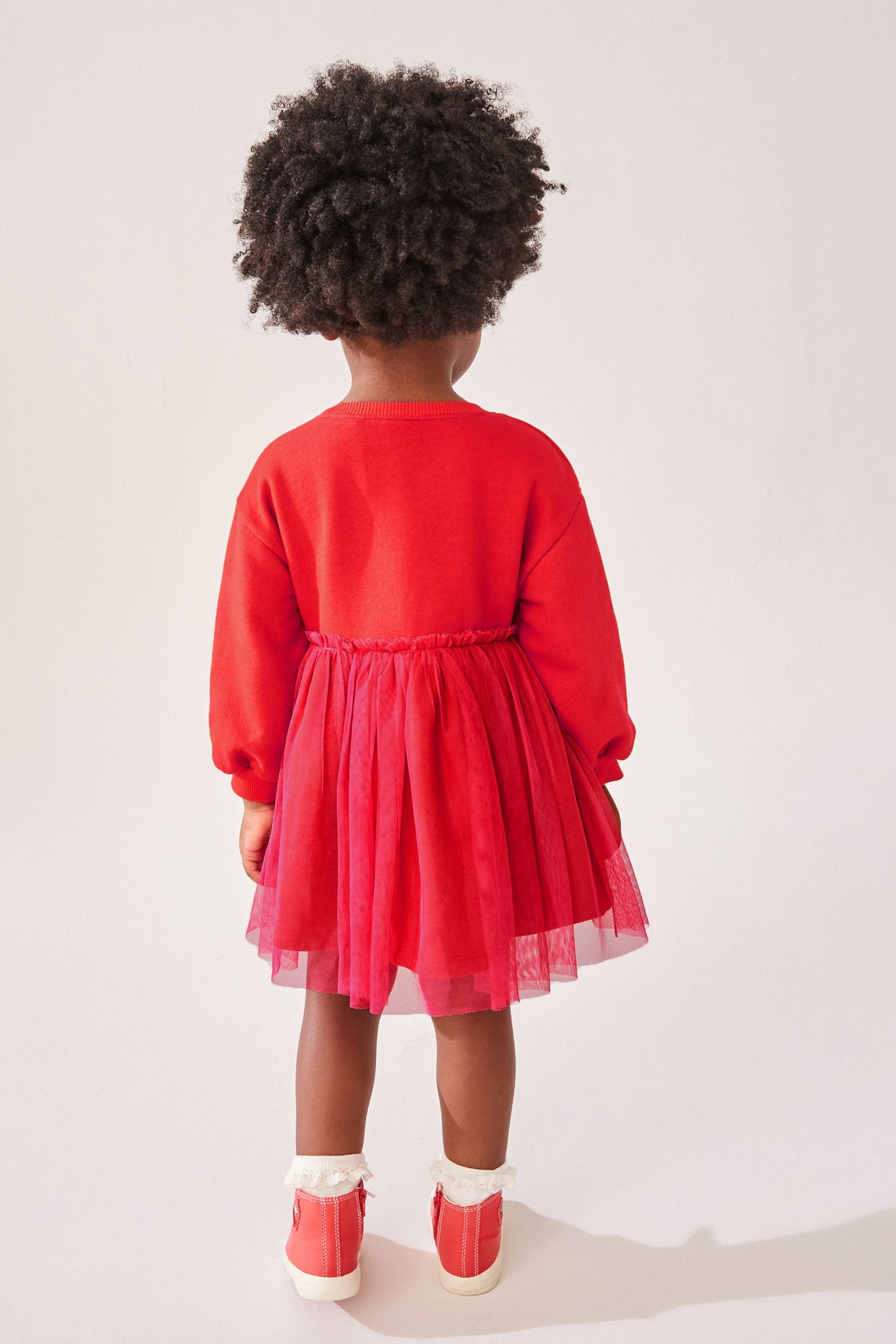 Red Christmas Mesh Sweat Dress (3mths-7yrs)