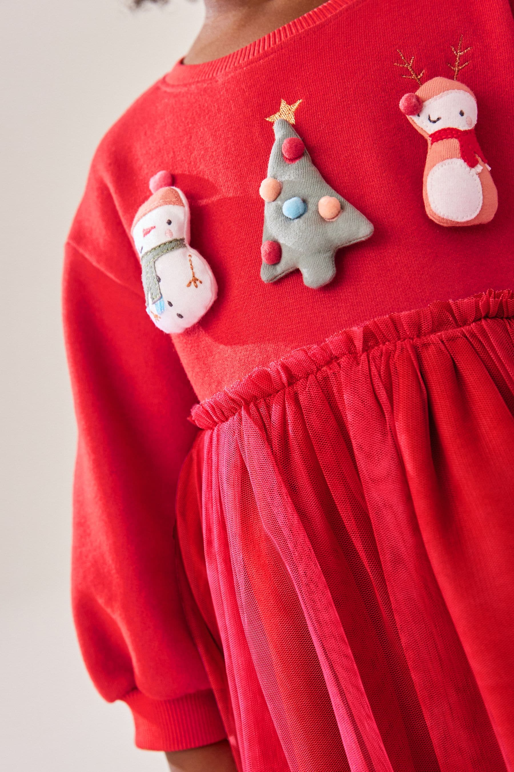 Red Christmas Mesh Sweat Dress (3mths-7yrs)