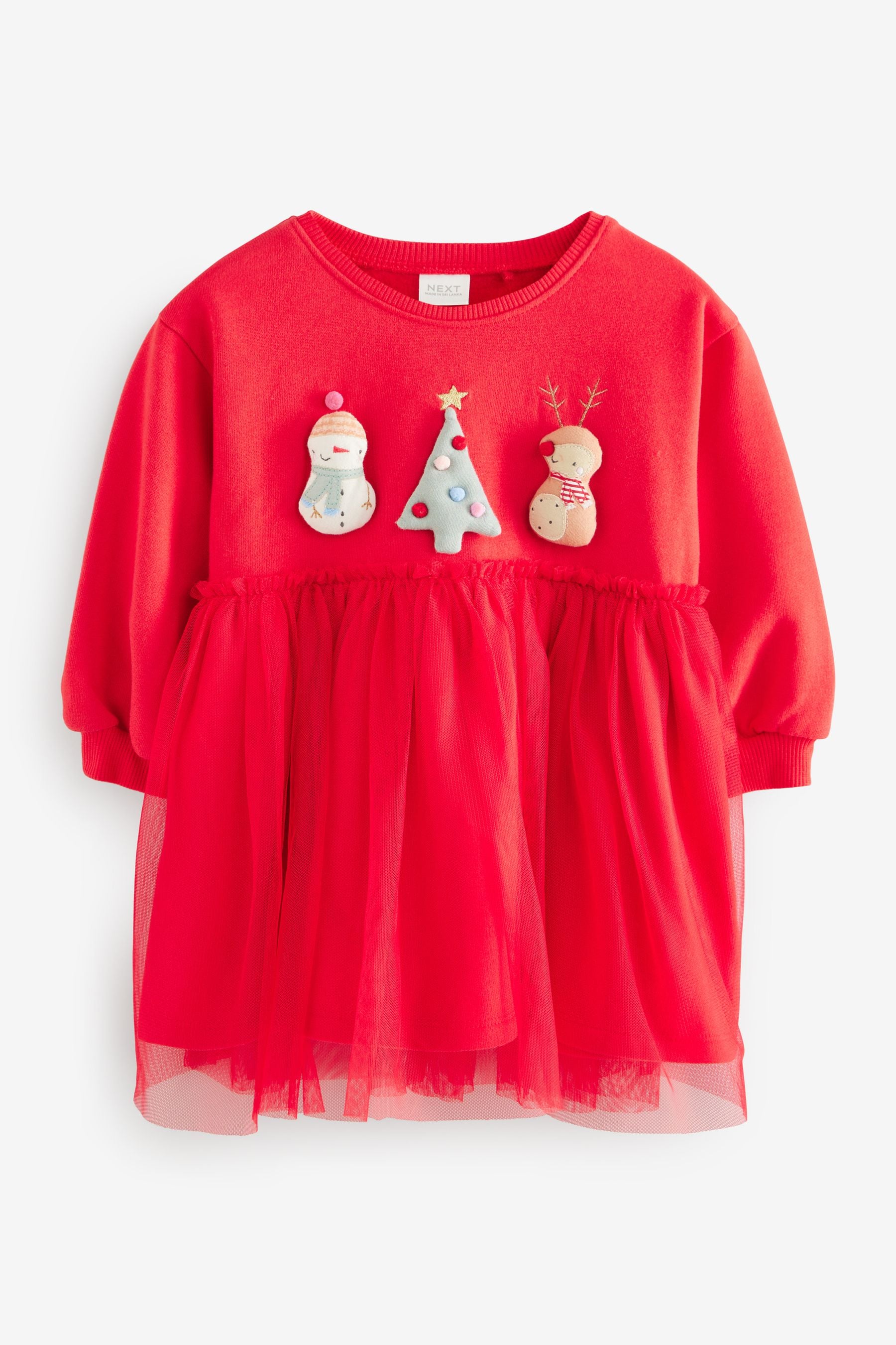 Red Christmas Mesh Sweat Dress (3mths-7yrs)