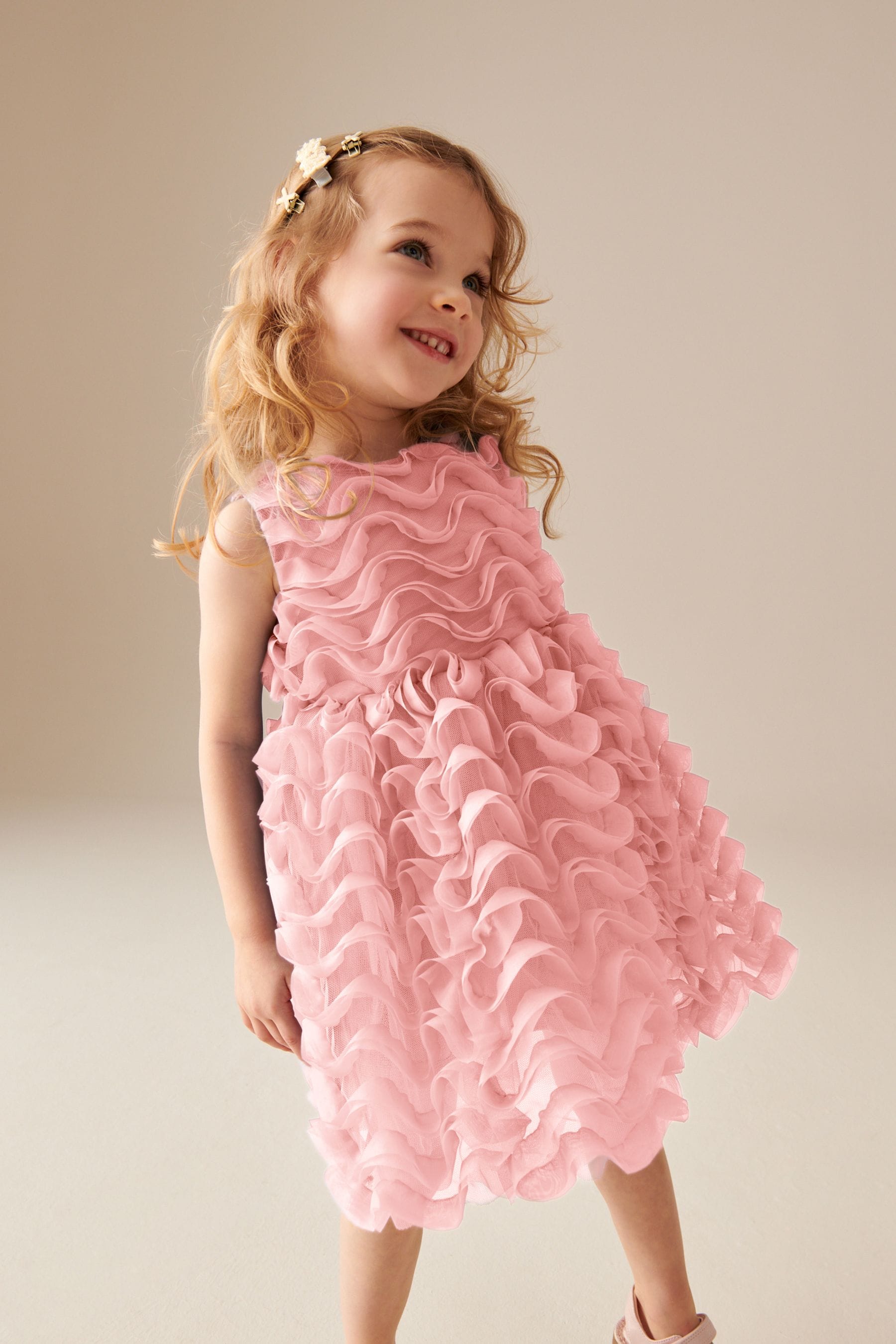 Pink Sleeveless Mesh Dress (3mths-7yrs)